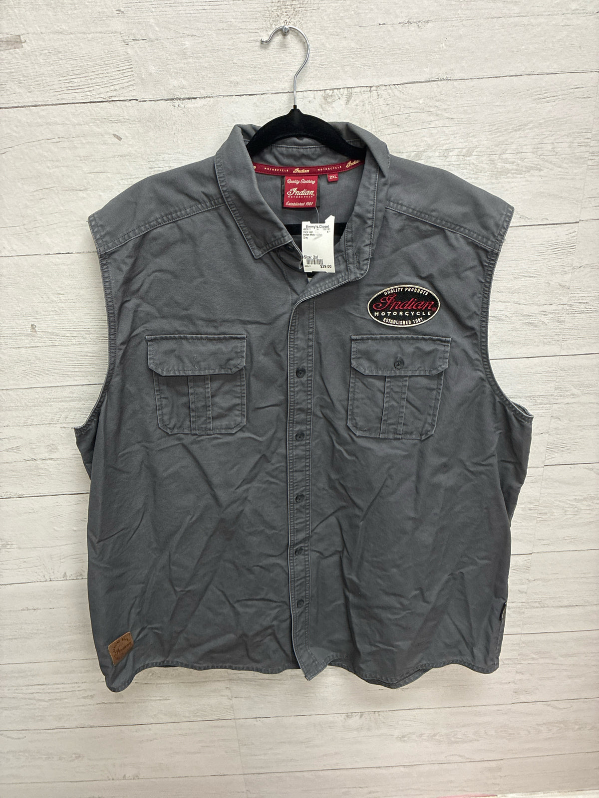 Size 2xl Indian Motorcycles Grey Mens Vest