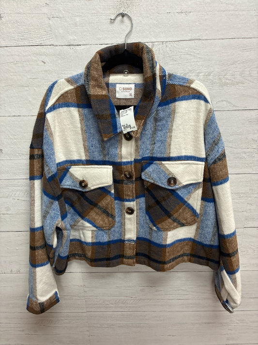 Size XL Cisono Blue/Cream Womens Shacket