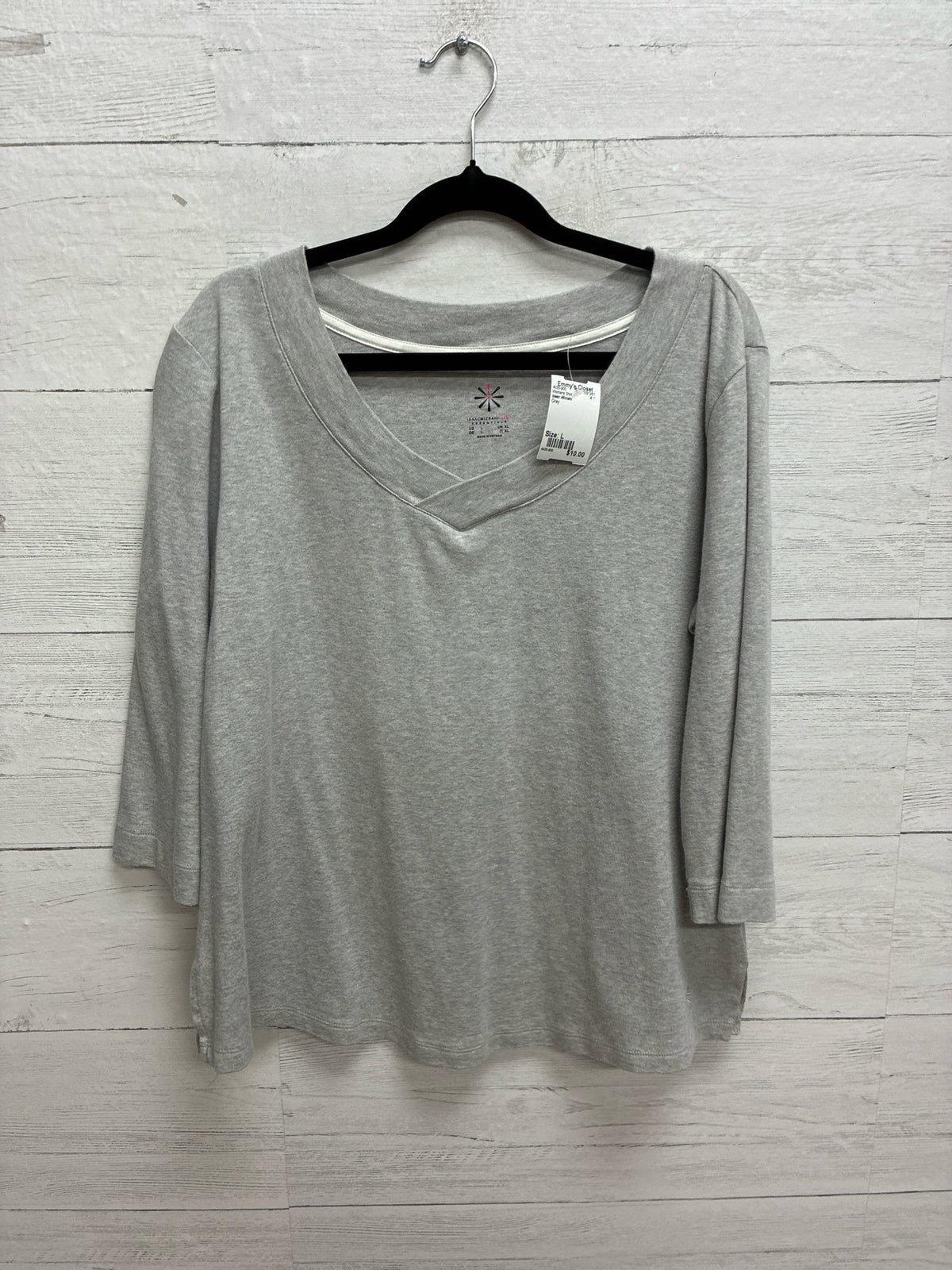 Size L Isaac Mizrahi Grey Womens Shirt