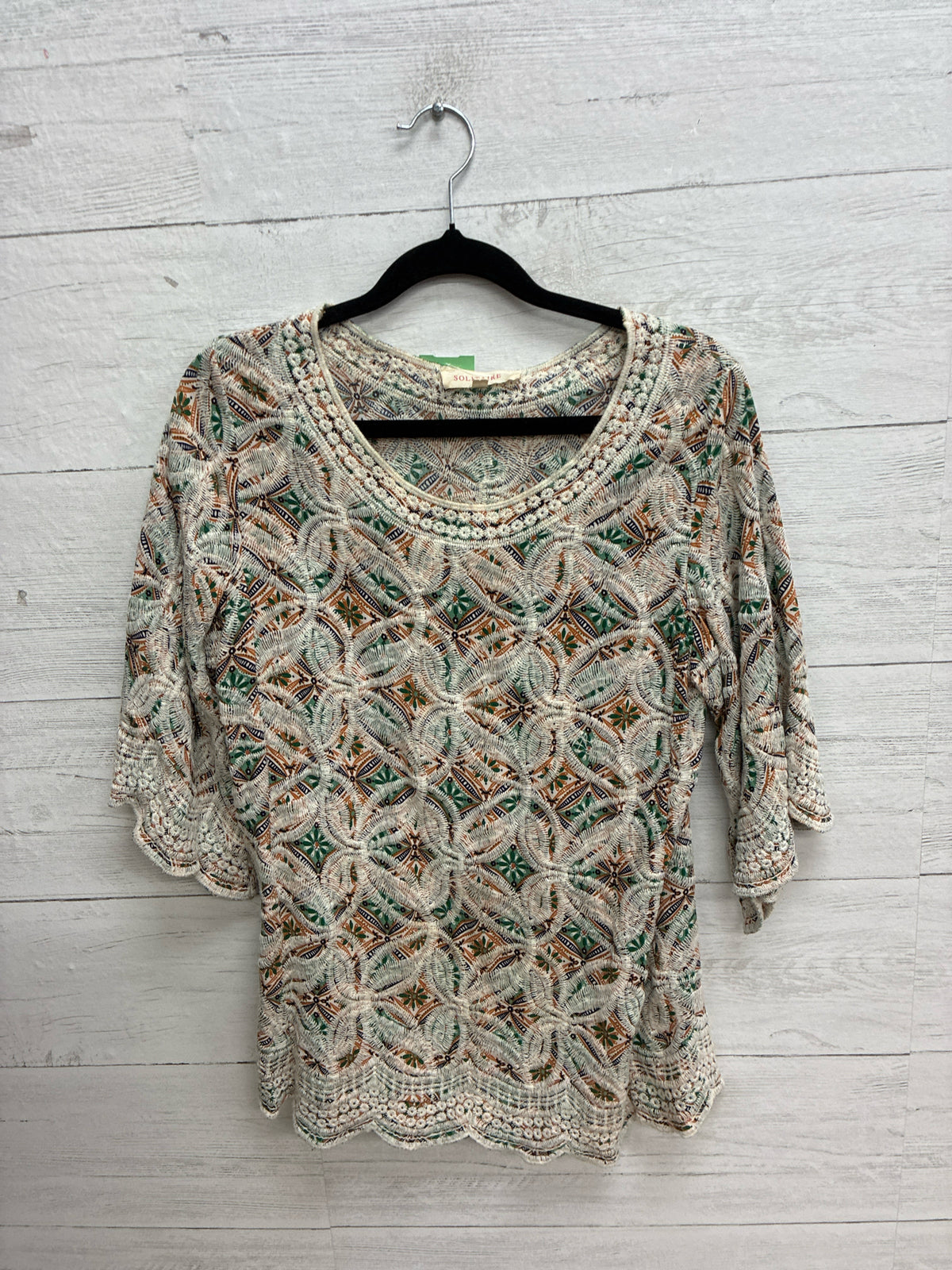 Size L Solitaire Green/biege Womens Shirt