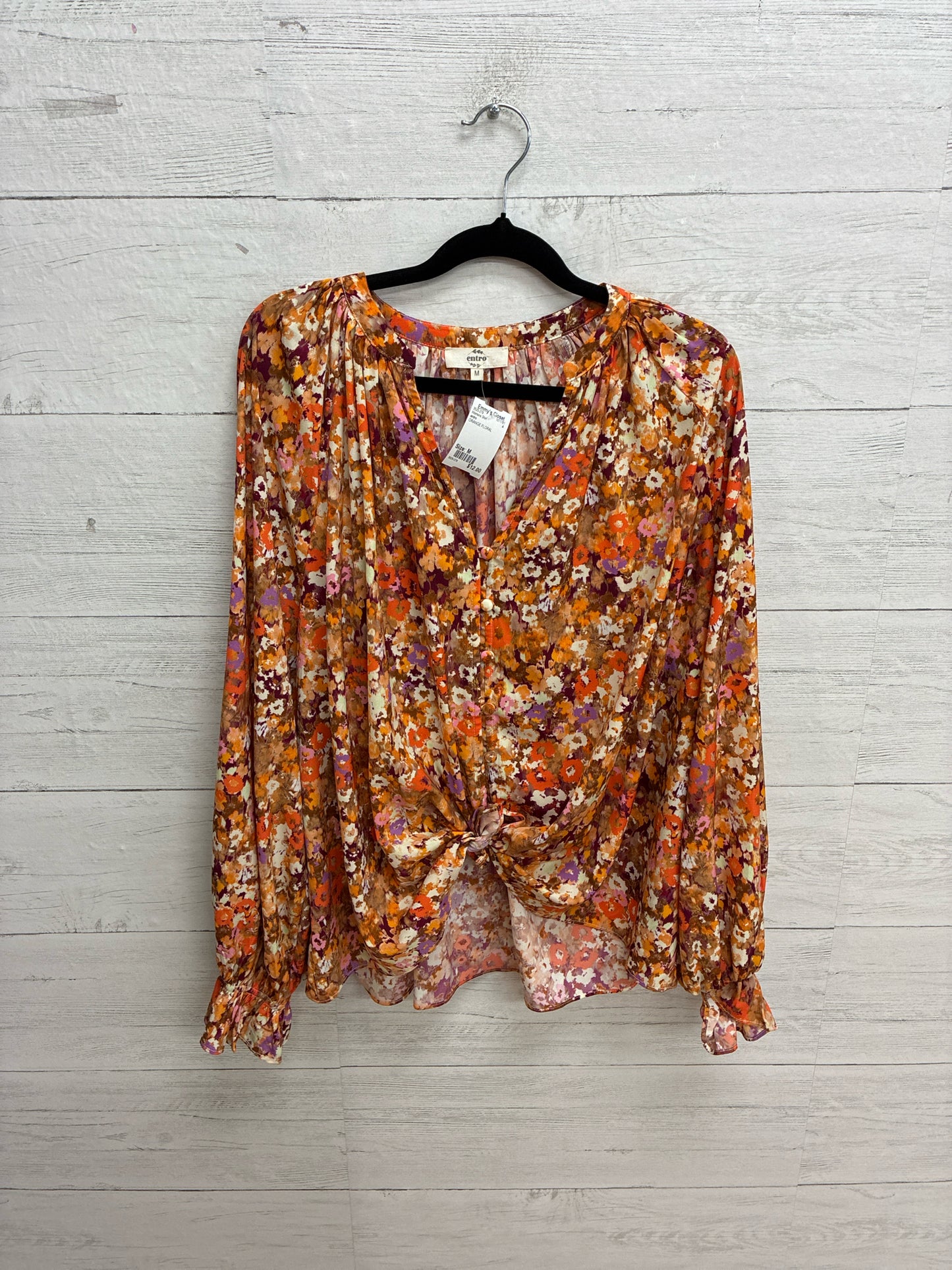 Size M entro ORANGE FLORAL Womens Shirt