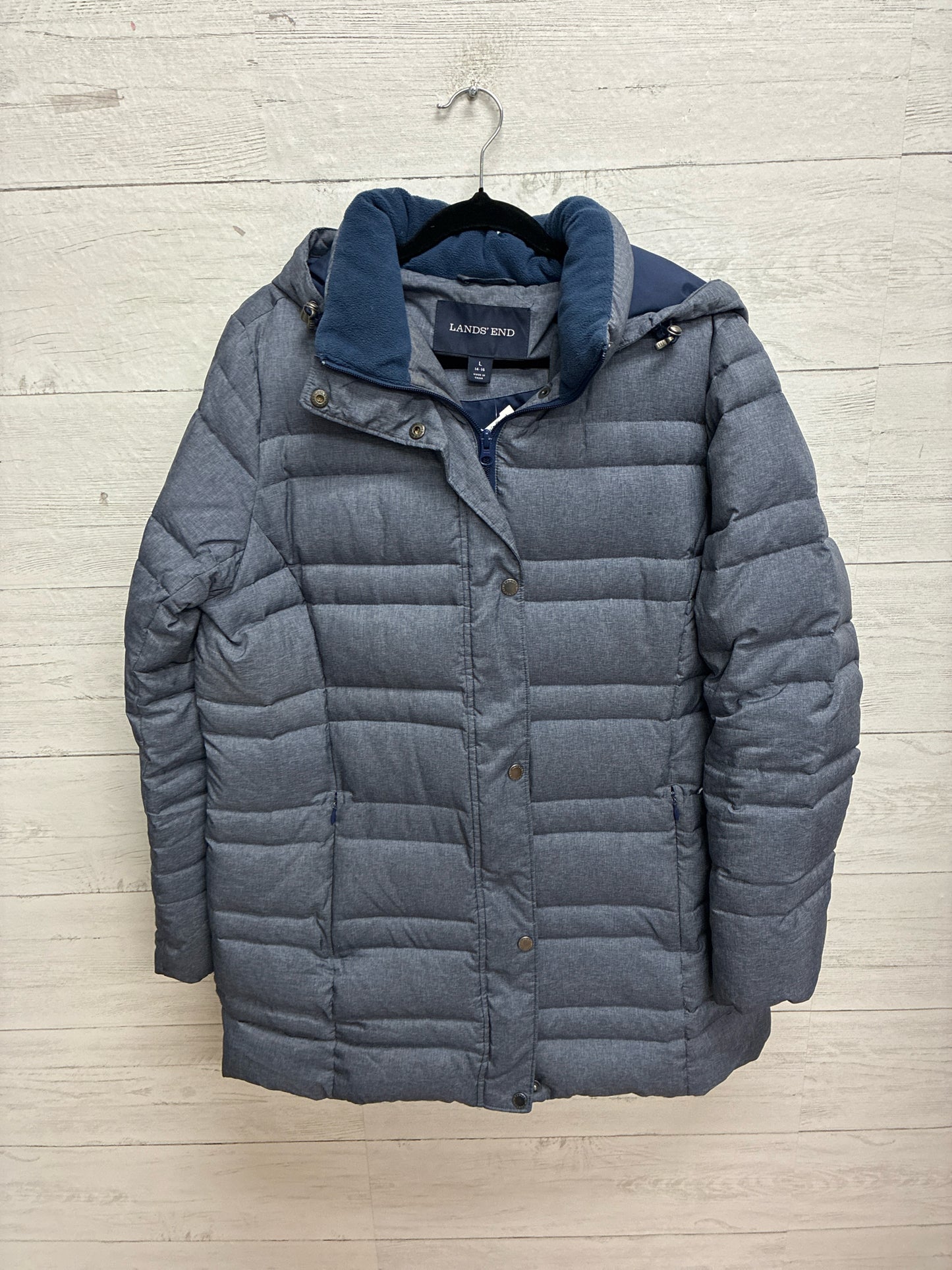 Size L lands end blue grey Womens Coat