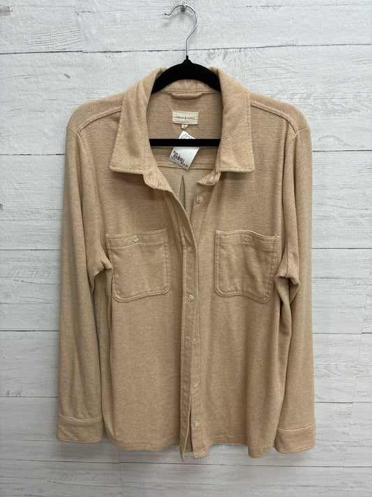 Size L THREAD & SUPPLY Tan Womens Shacket