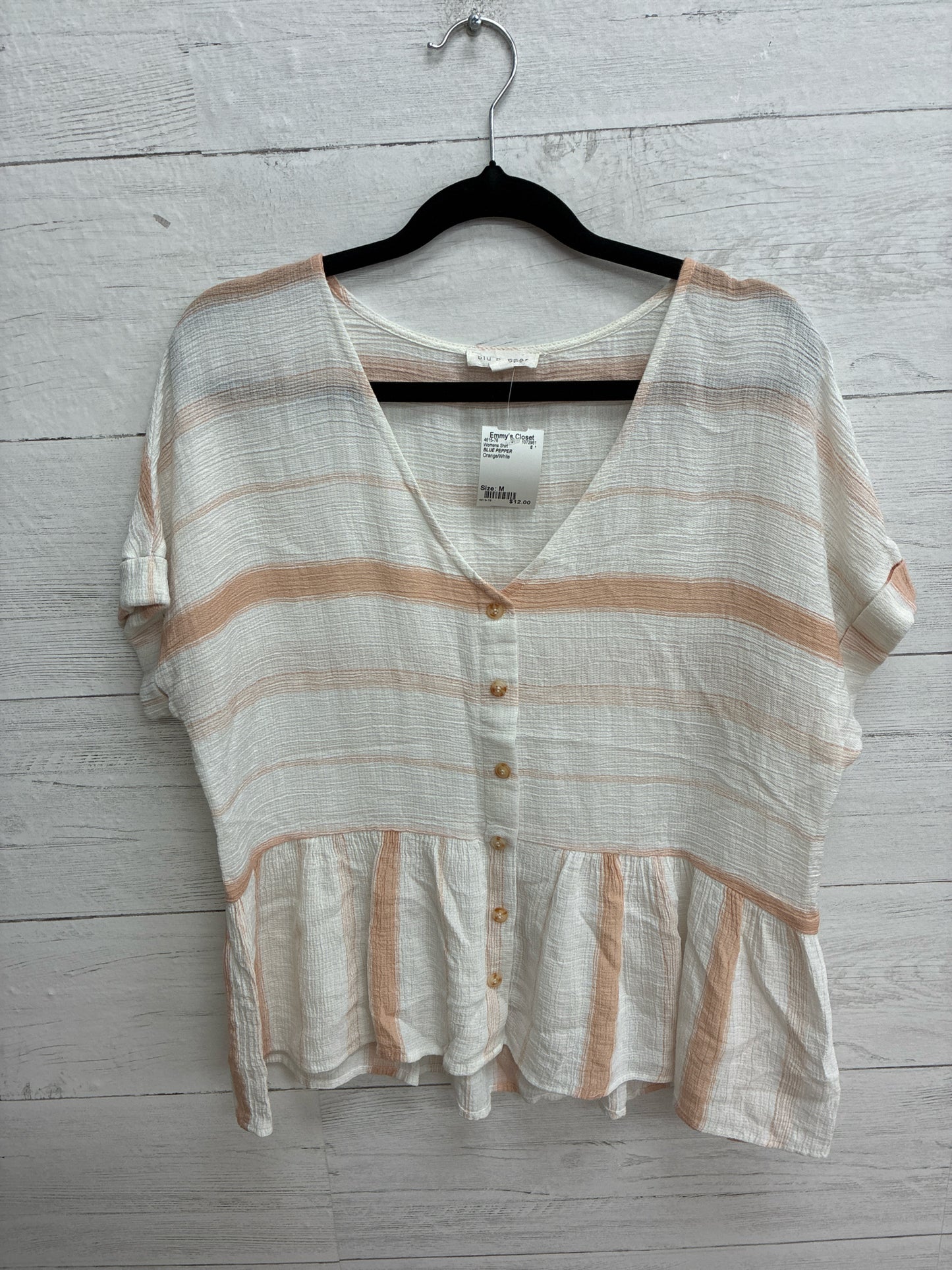 Size M BLUE PEPPER Orange/White Womens Shirt