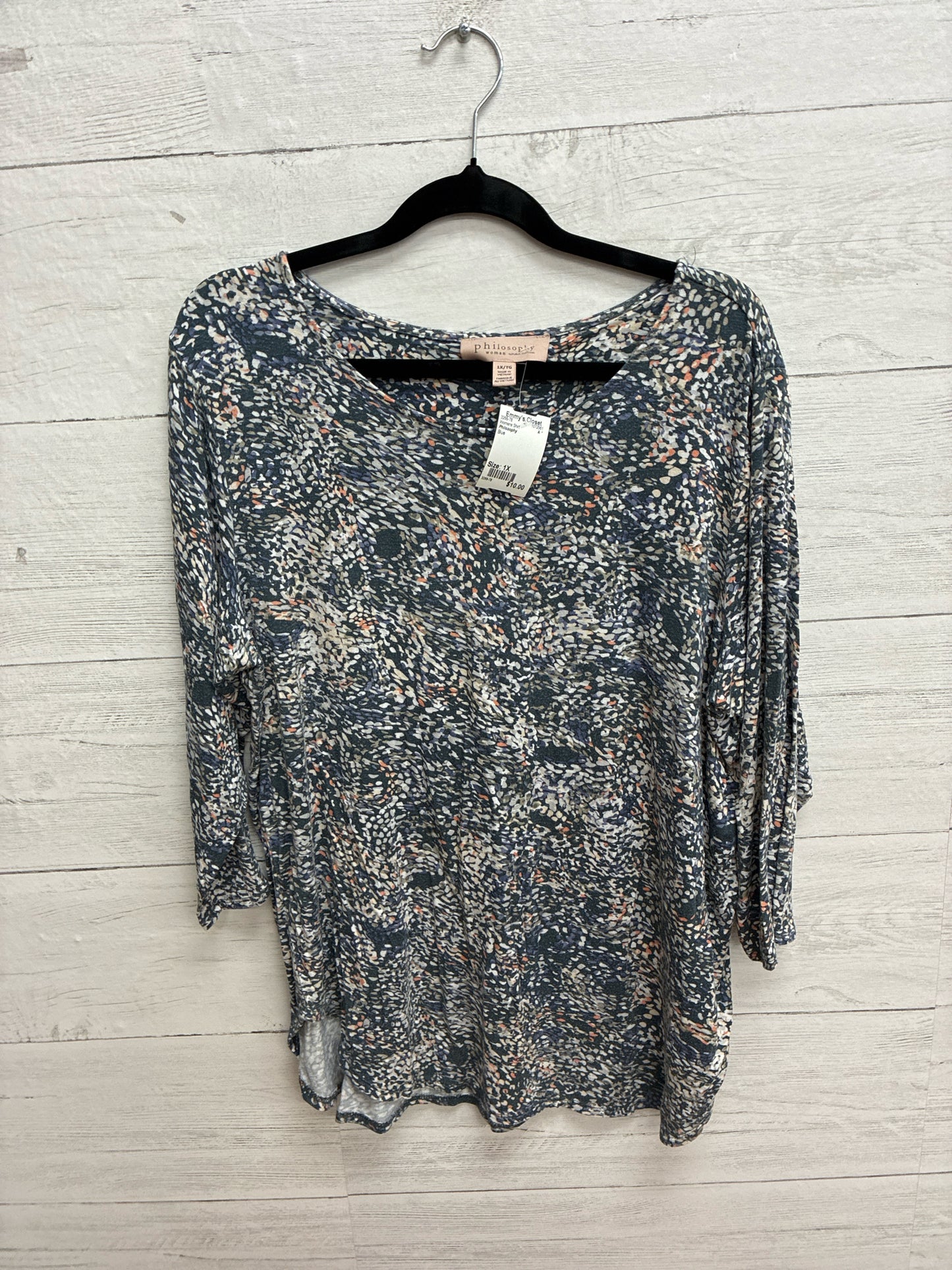 Size 1X Philosophy Blue Womens Shirt