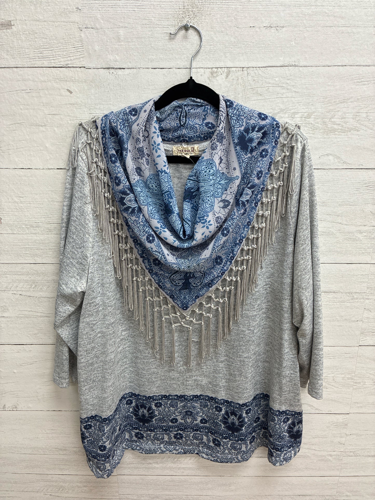 Size XXL One World Grey/Blue Womens Shirt