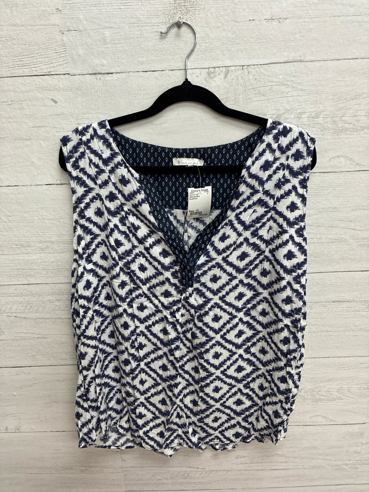 Size 1X Skies are Blue Blue/White Womens Shirt