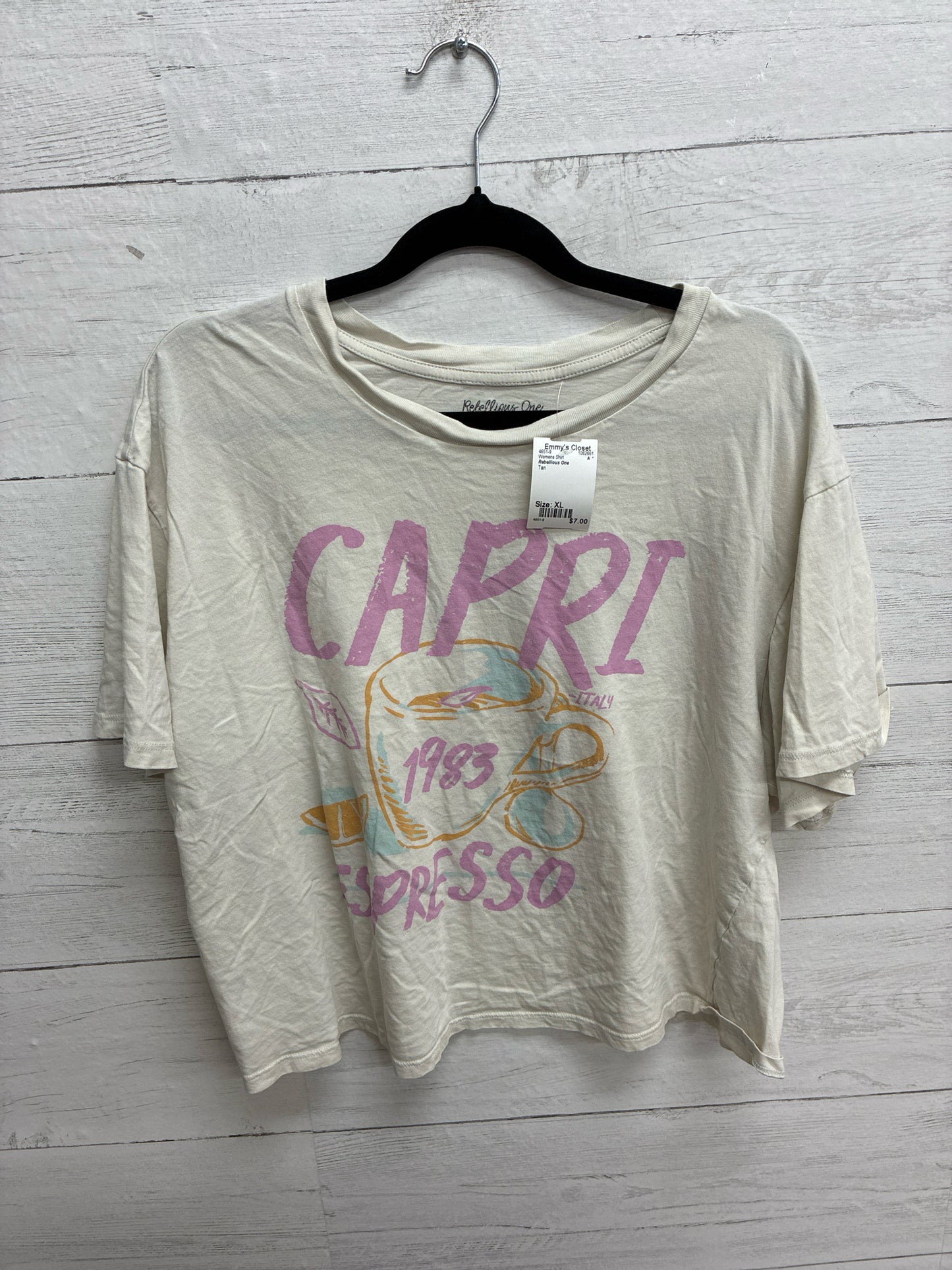 Size XL Rebellious One Tan Womens Shirt