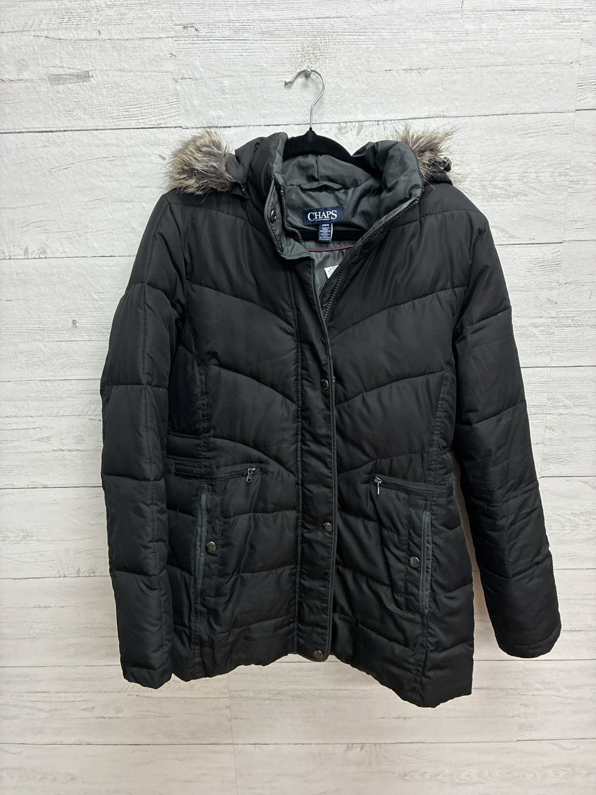 Size M CHAPS Black Womens Coat