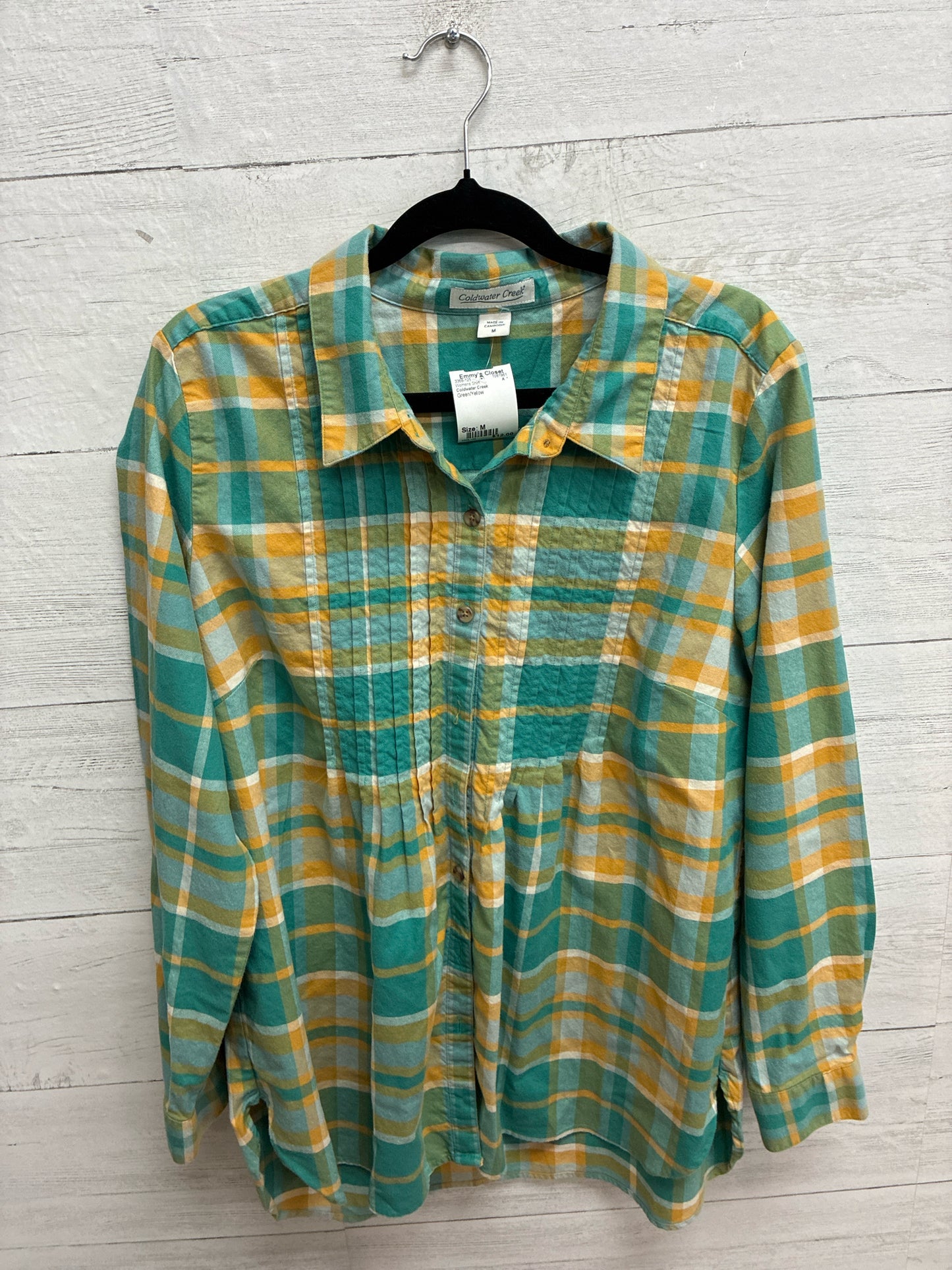 Size M Coldwater Creek Green/Yellow Womens Shirt