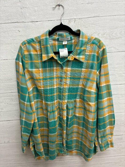 Size M Coldwater Creek Green/Yellow Womens Shirt