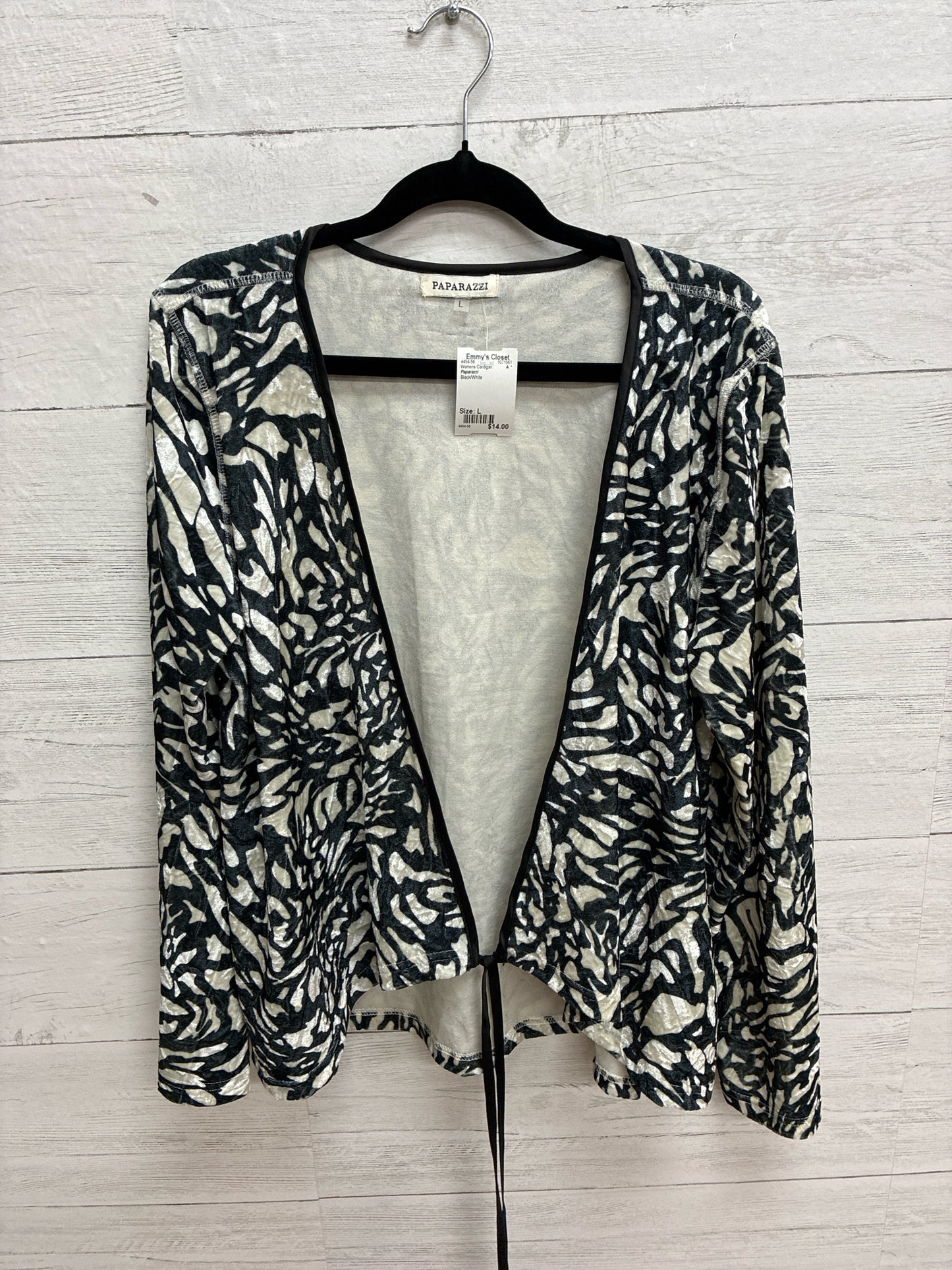 Size L Paparazzi Black/White Womens Cardigan