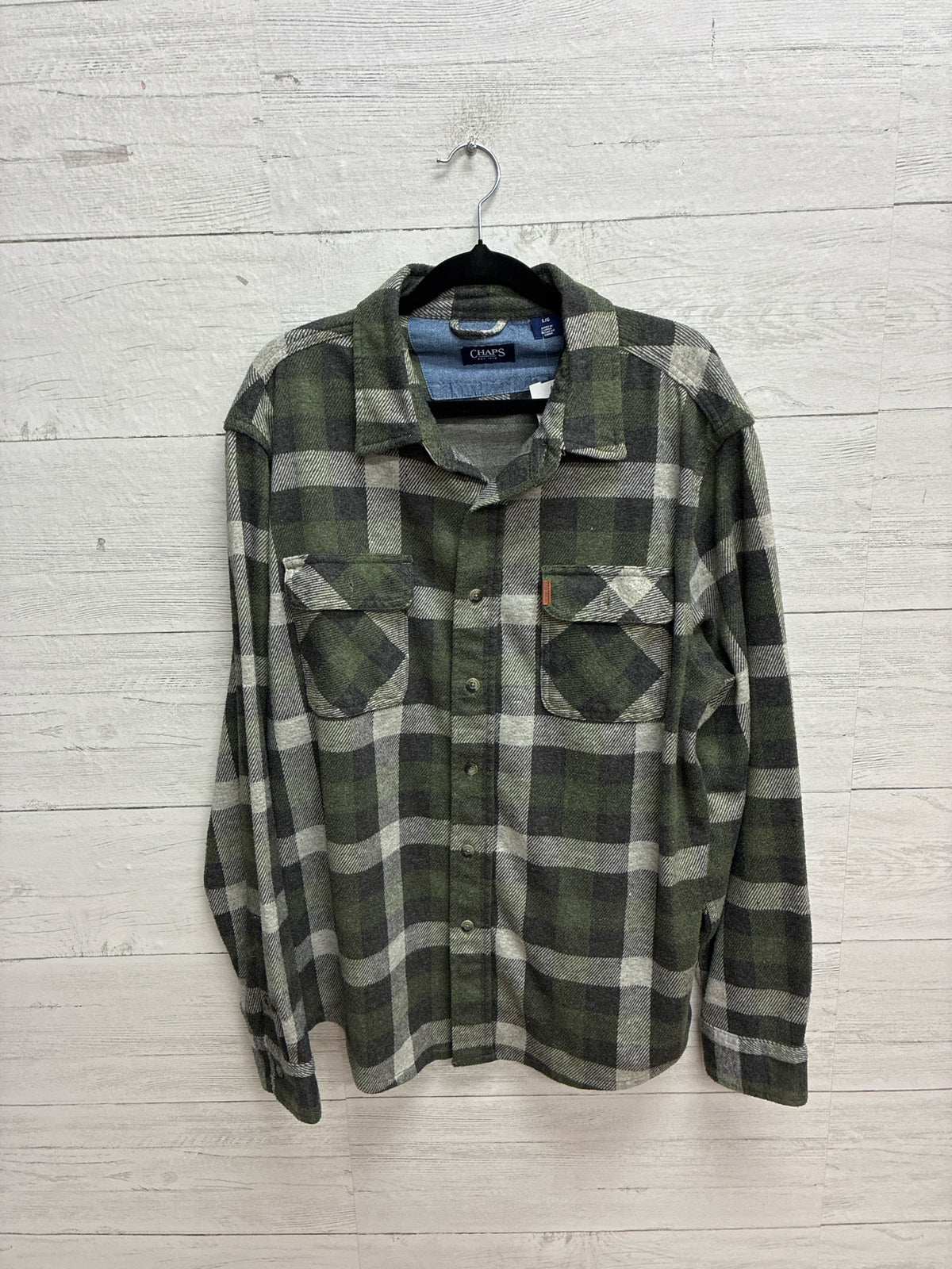 Size L CHAPS gray/green Mens Shirt