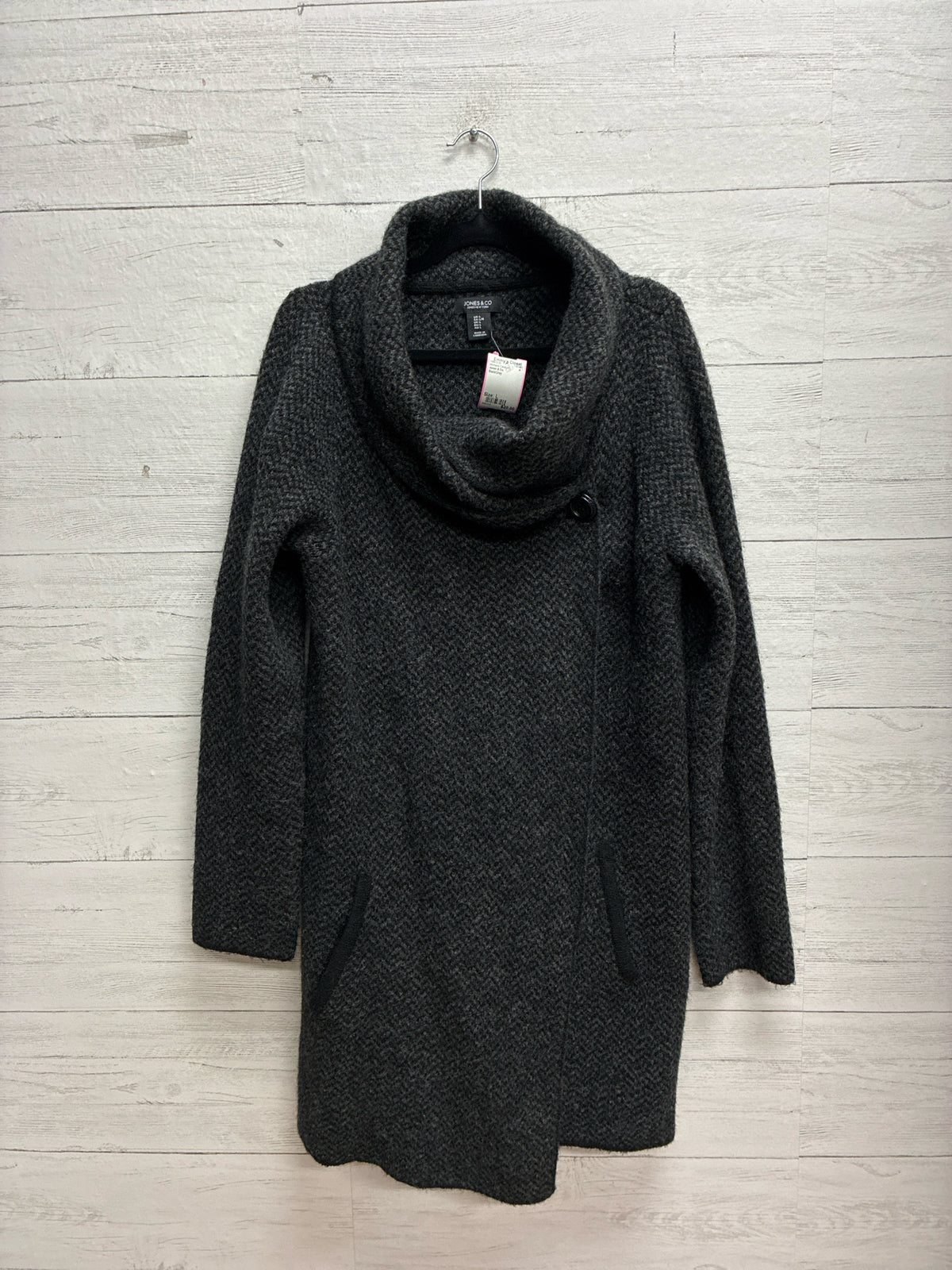Size L Jones & Co. Black/Grey Womens Cardigan