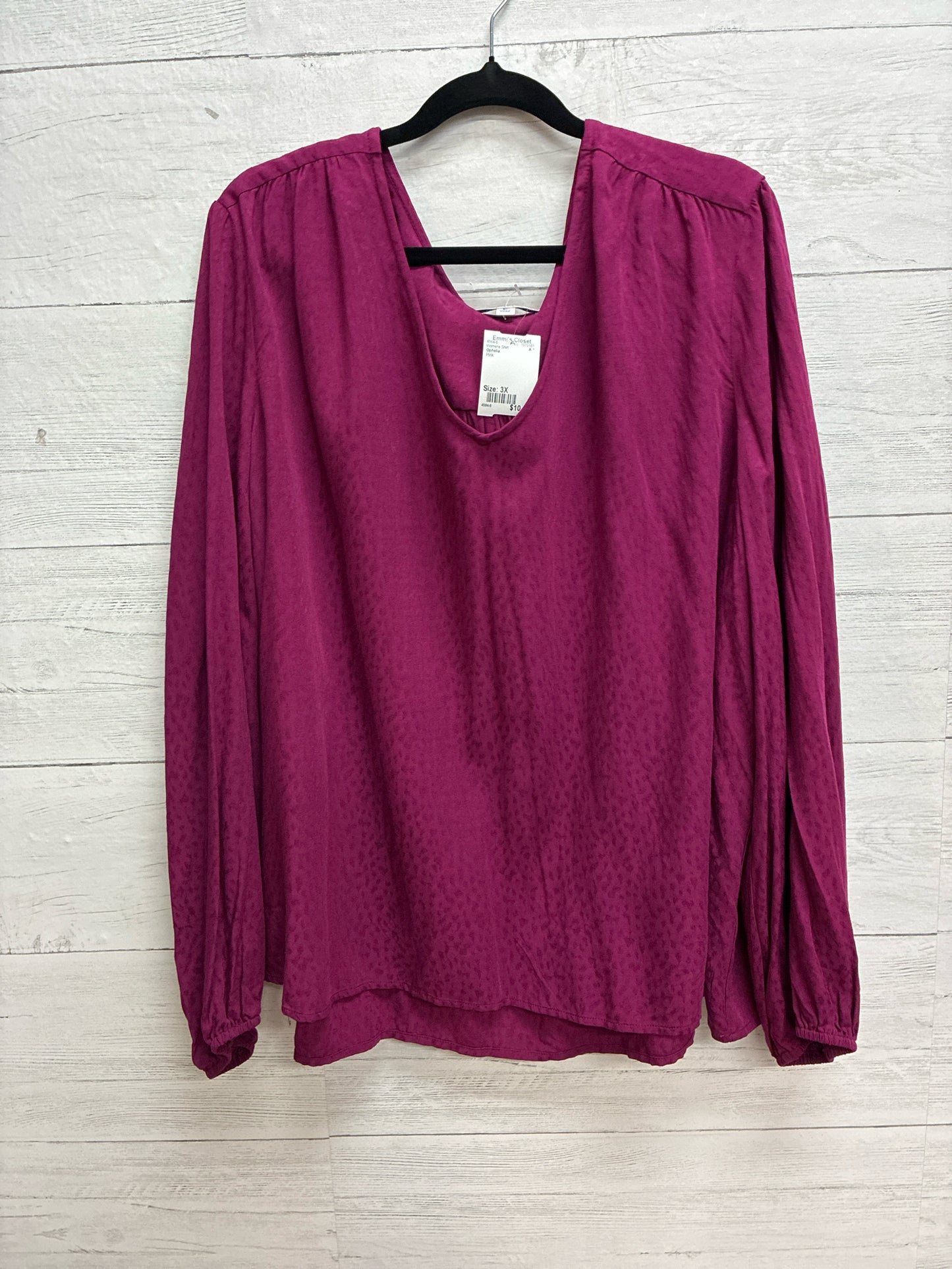 Size 3X Ophelia Pink Womens Shirt
