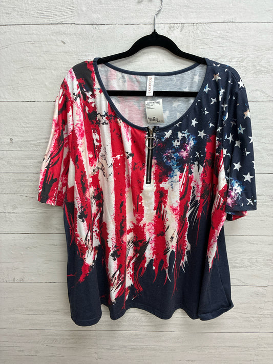 Size 2X Zolucky Red/white/blue Womens Shirt