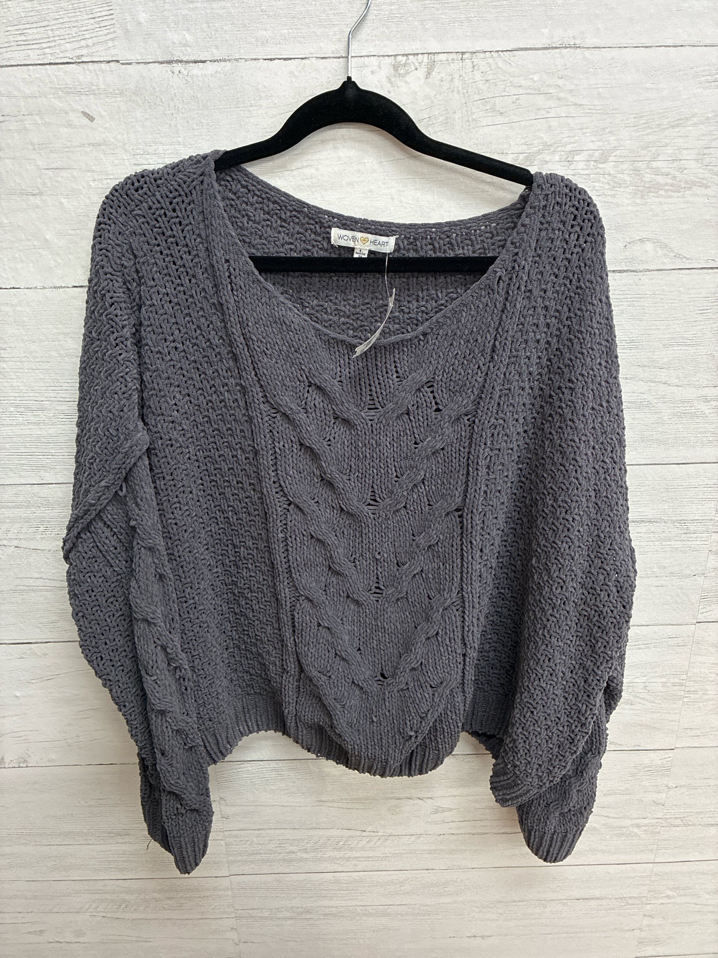 Size L Woven Heart Grey Womens Sweater