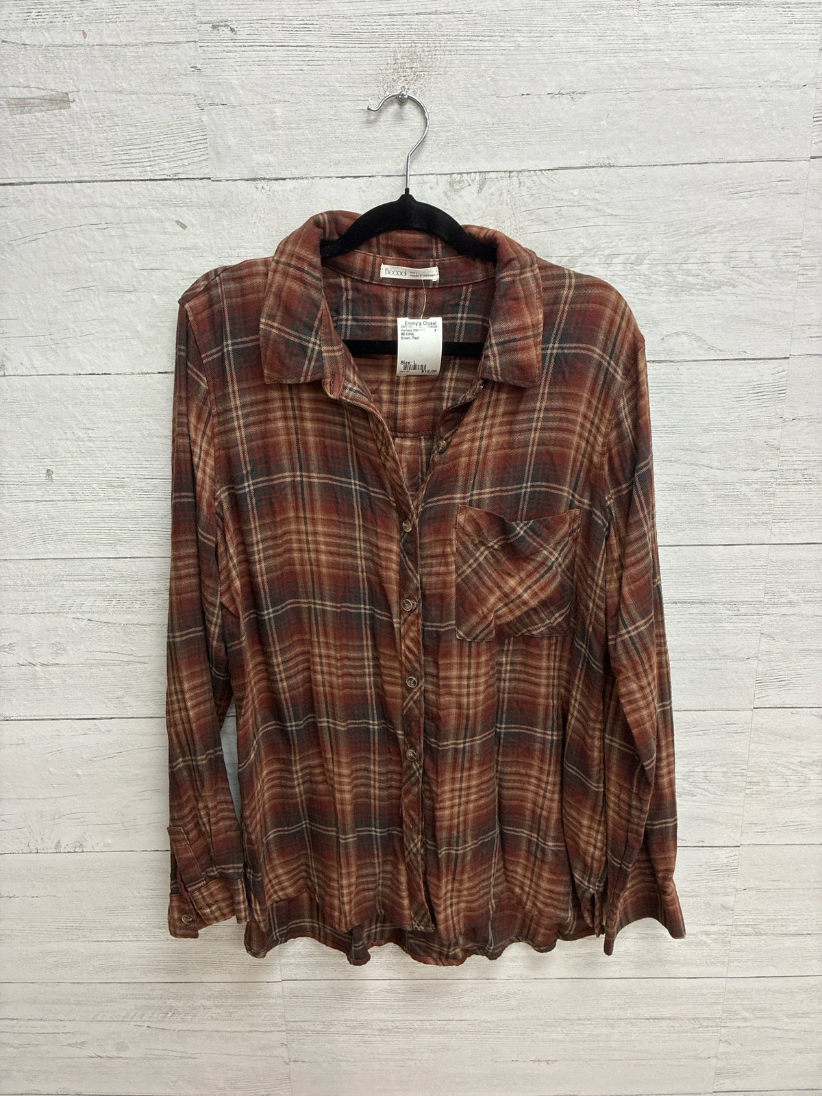 Size L BE COOL Brown Womens Shirt