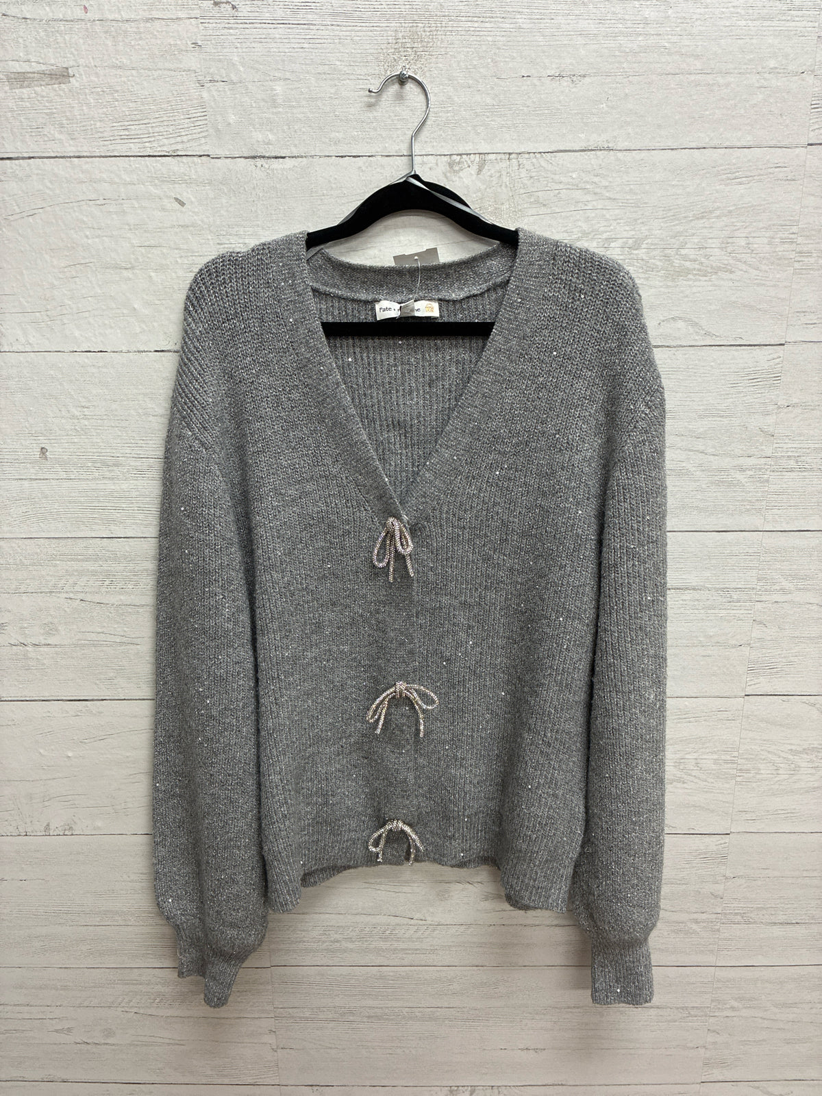 Size L Fate + Fortune Grey Womens Cardigan