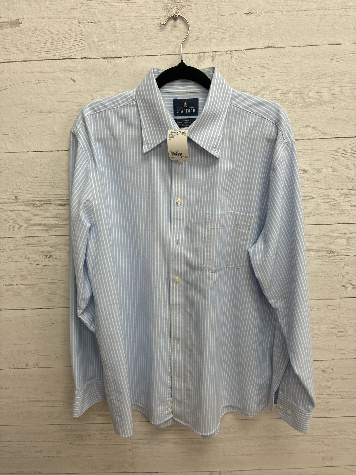 Size 16 Stafford Blue Mens Shirt