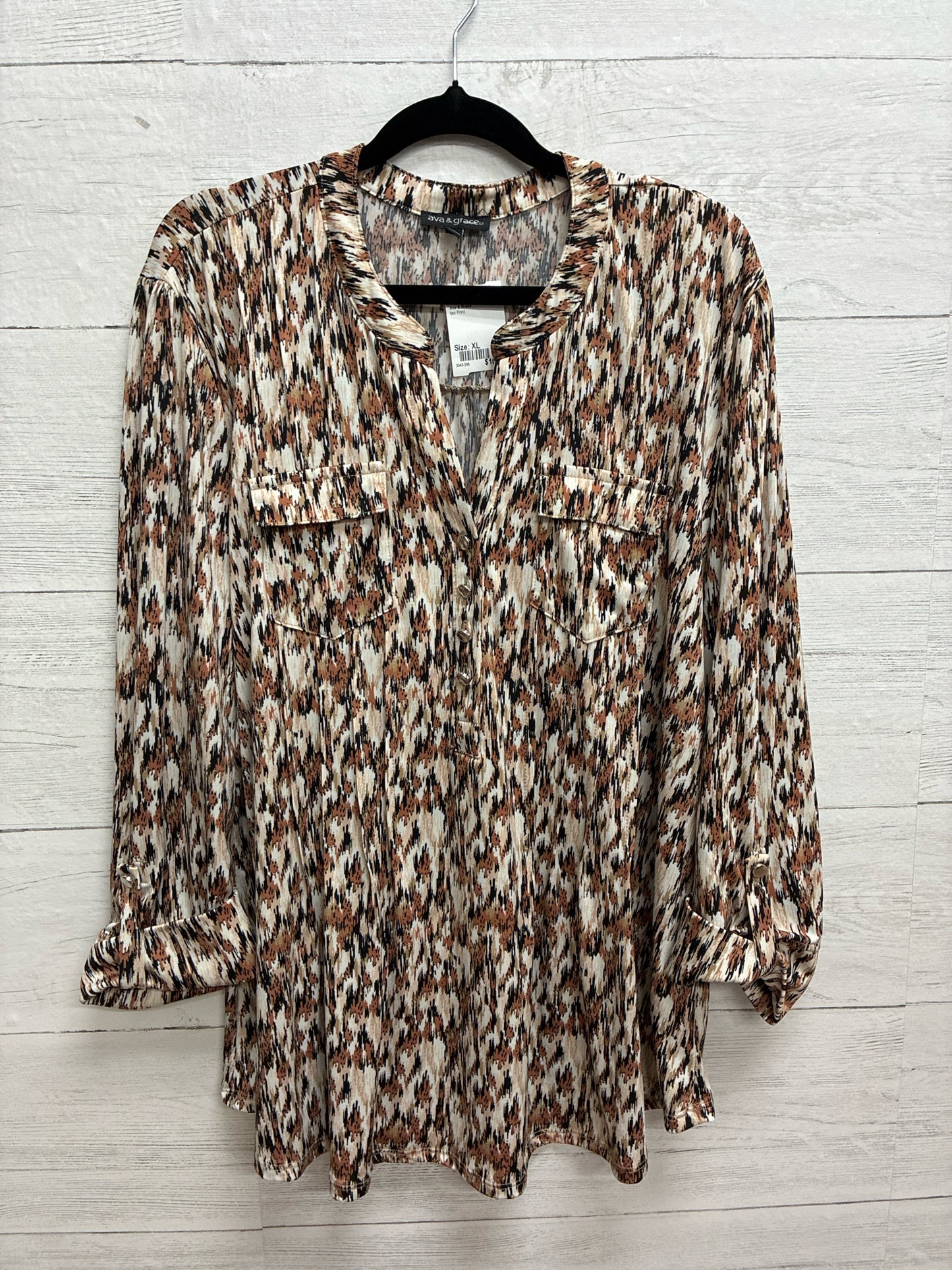 Size XL Ava & Grace tan Print Womens Shirt