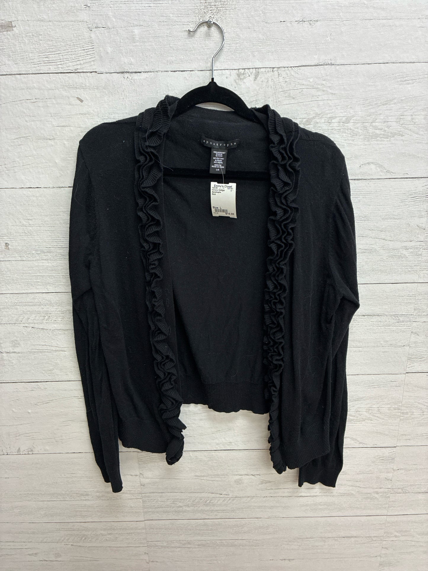 Size L Apostrophe Black Womens Cardigan
