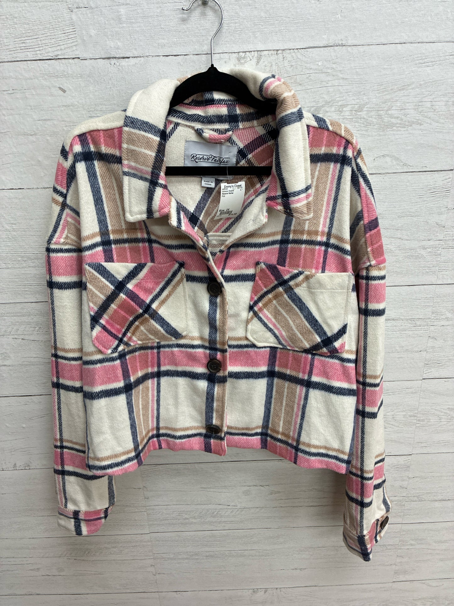 Size 2X Reserve Fairlax Pink Womens Shacket
