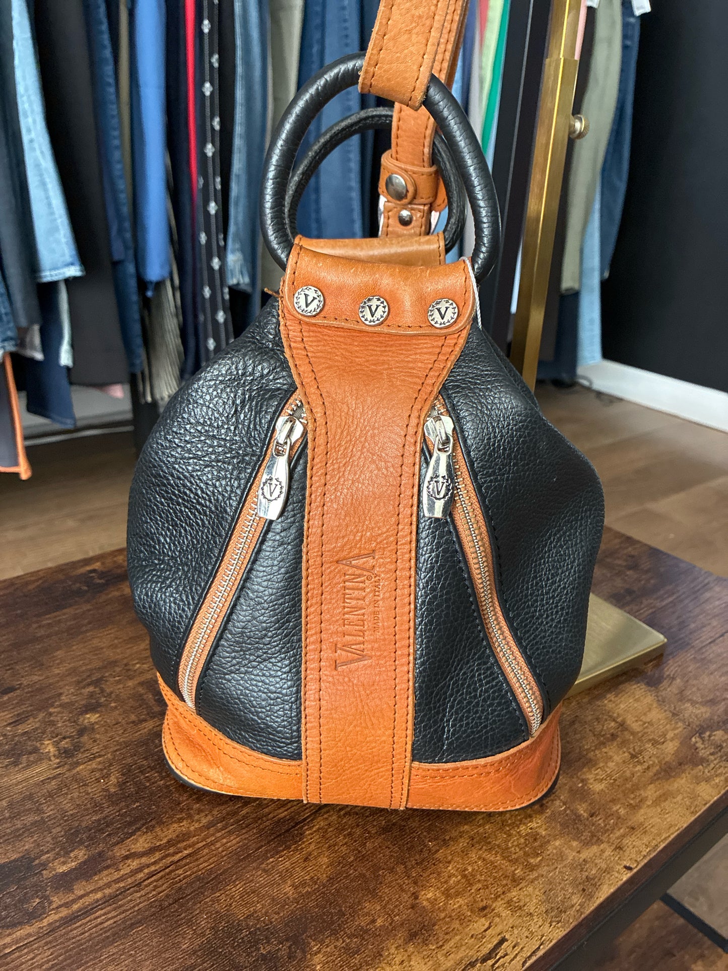Valentina Black/Brown Purse