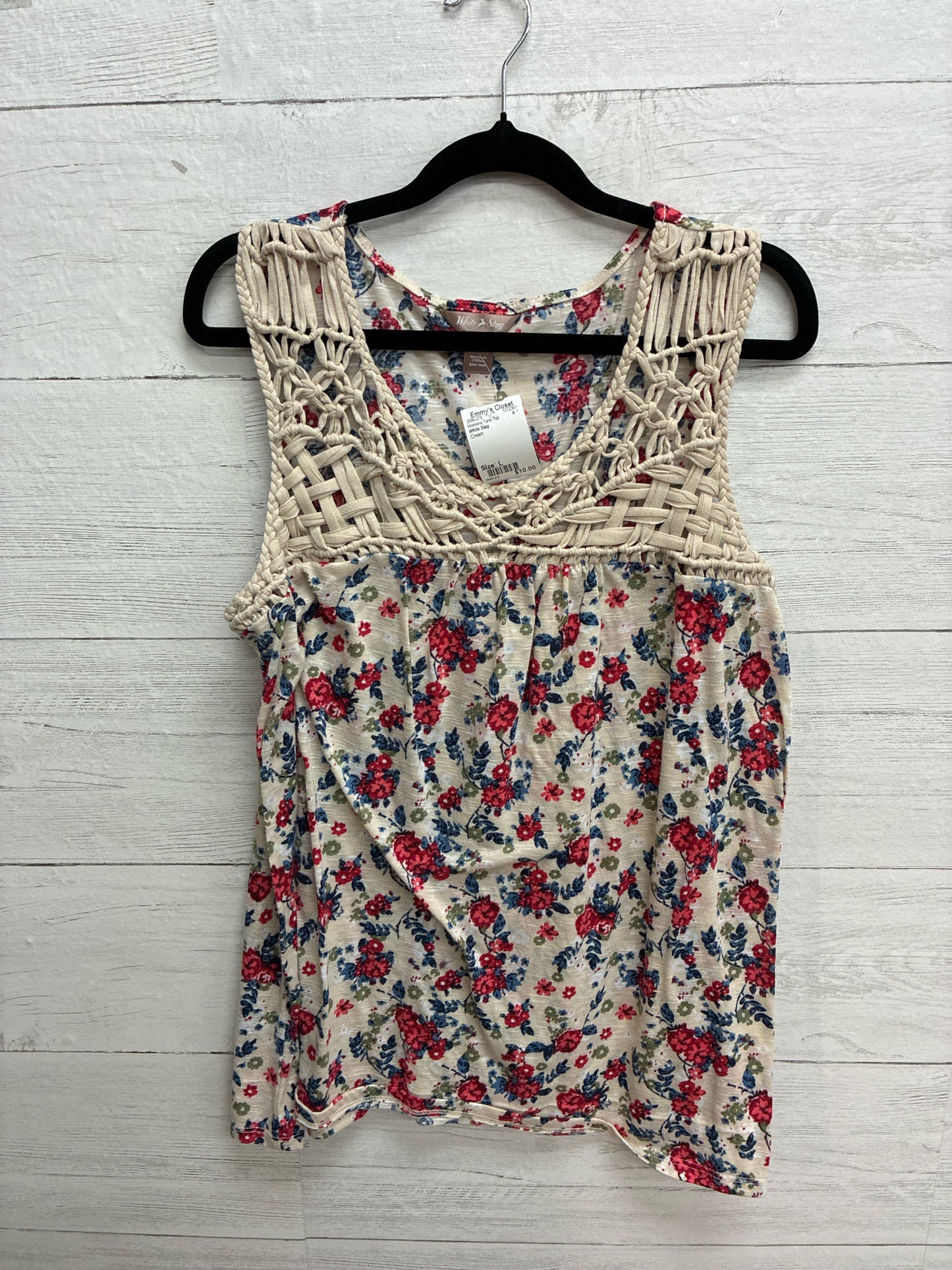Size L White Stag Cream Womens Tank-Top