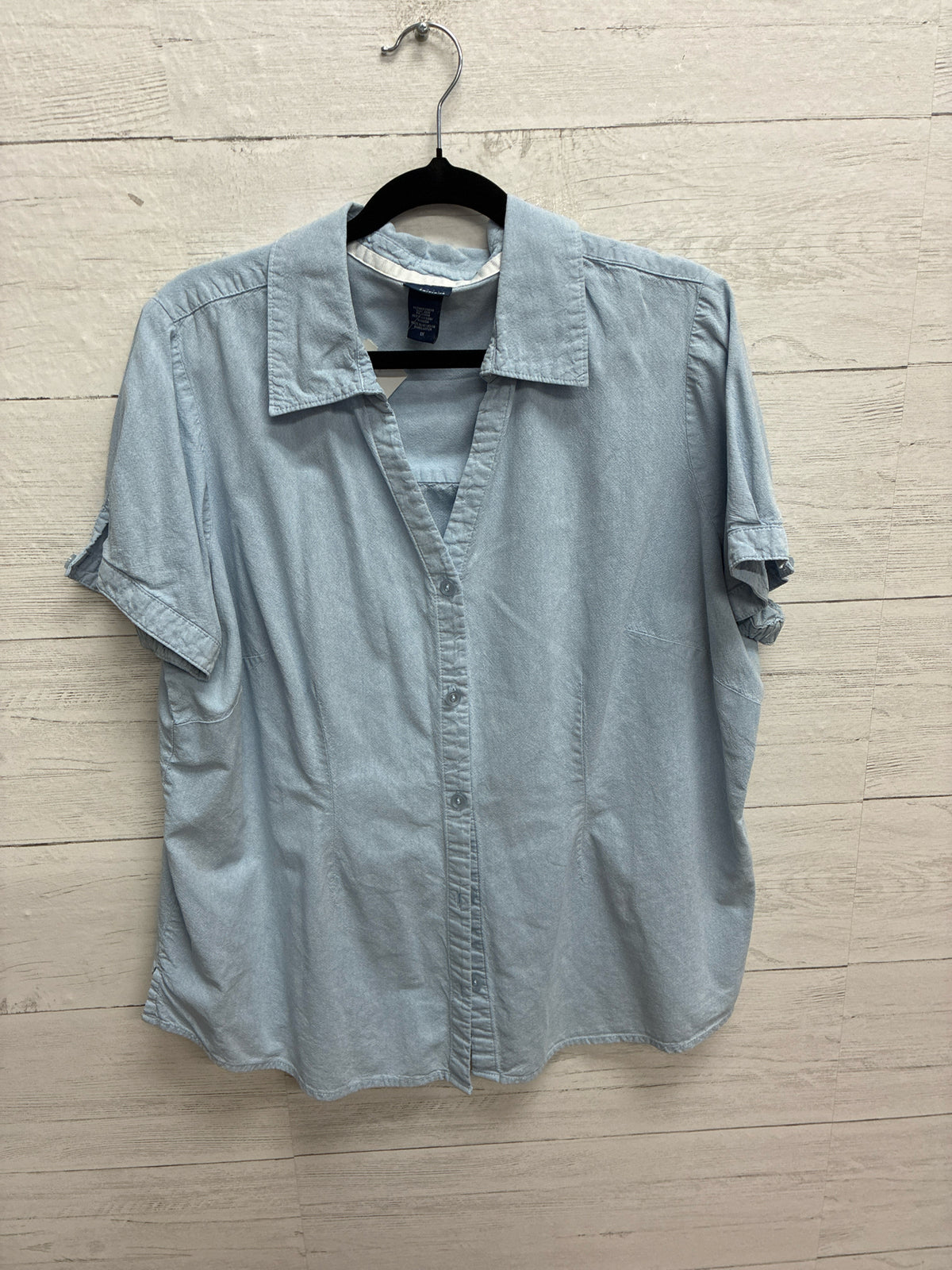 Size 1X Basic Editions Blue Womens Shirt