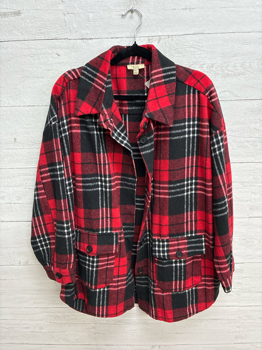 Size M/L Kori America Red/black Womens Shacket