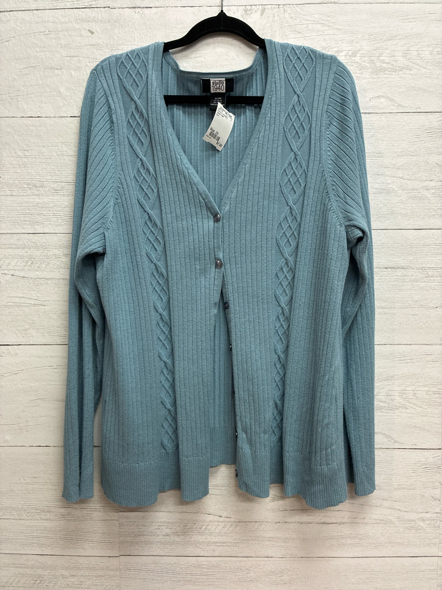 Size 2X Studio 1940 Blue Womens Cardigan