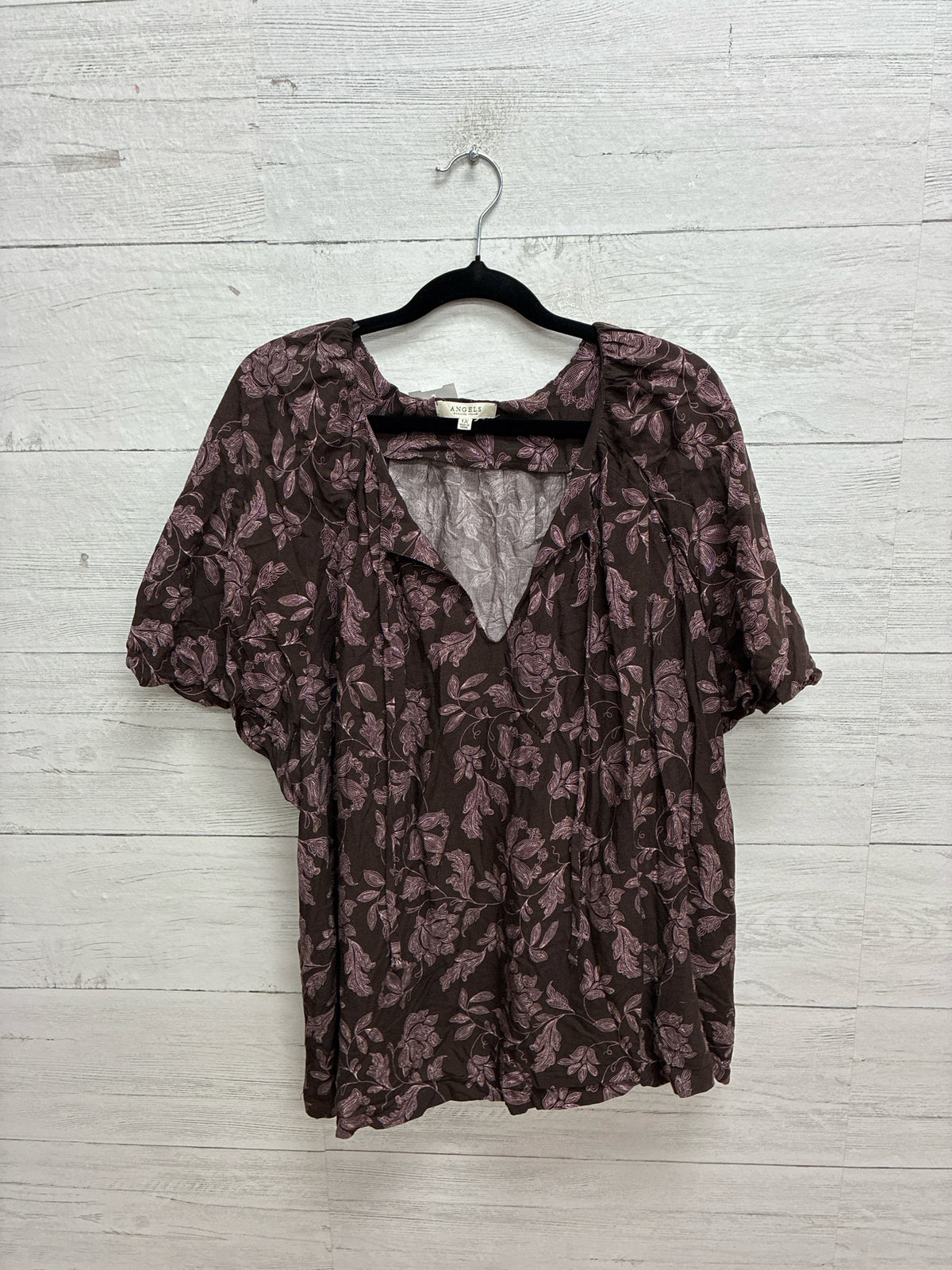 Size 1X Angels Brown Womens Shirt