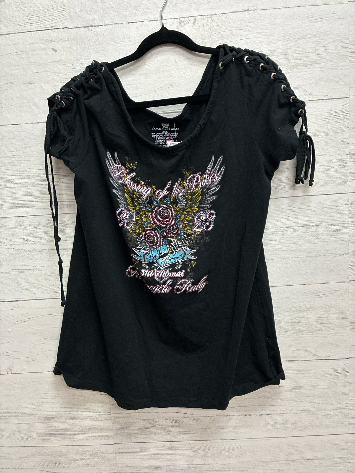 Size 2xl VANCE BIKER WEAR Black Womens Shirt