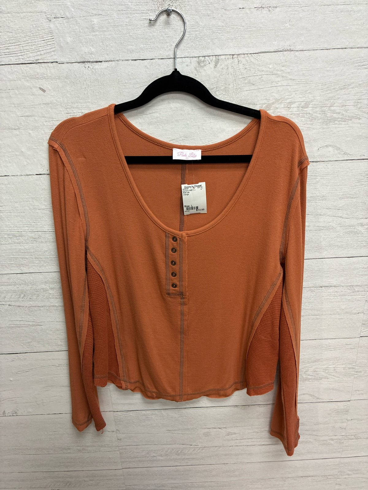 Size L Pink Lily Orange Womens Shirt