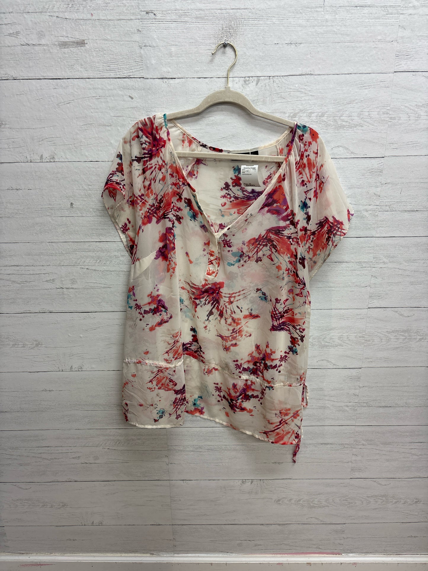 Size 2X a.n.a cream/pink/purple Womens Shirt