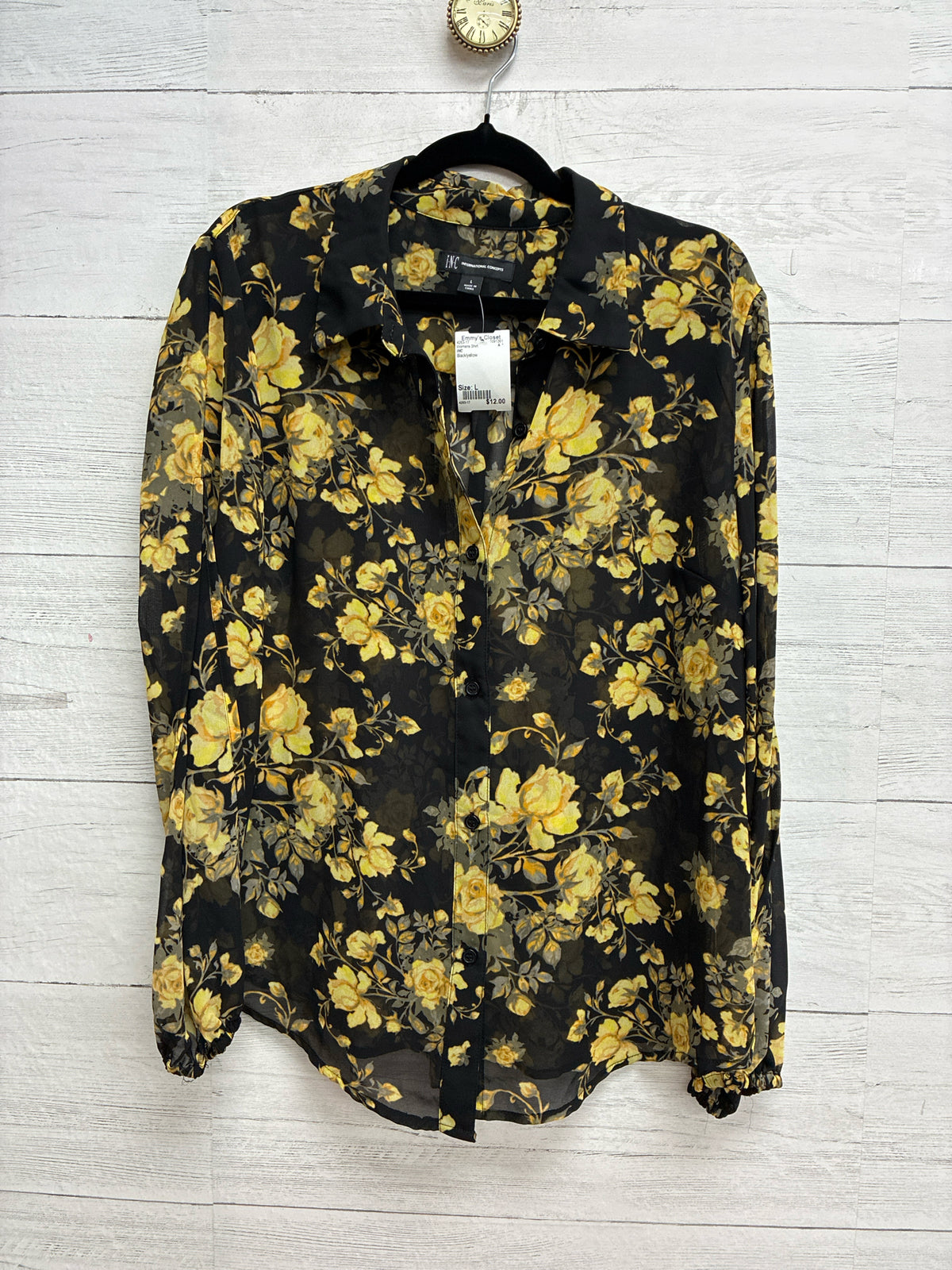 Size L INC Black/yellow Womens Shirt
