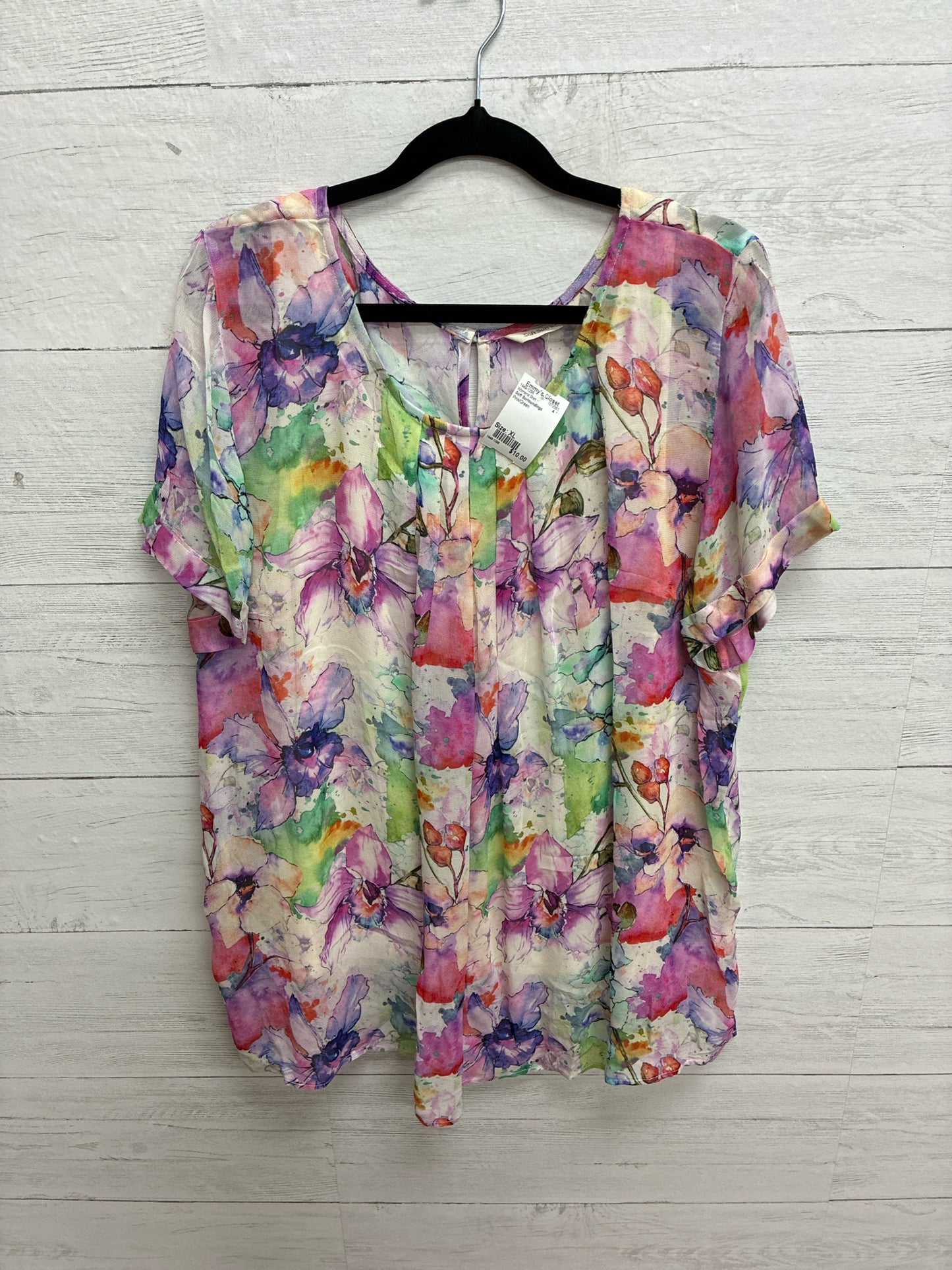 Size XL Soft Surroundings Pink/Green Womens Shirt