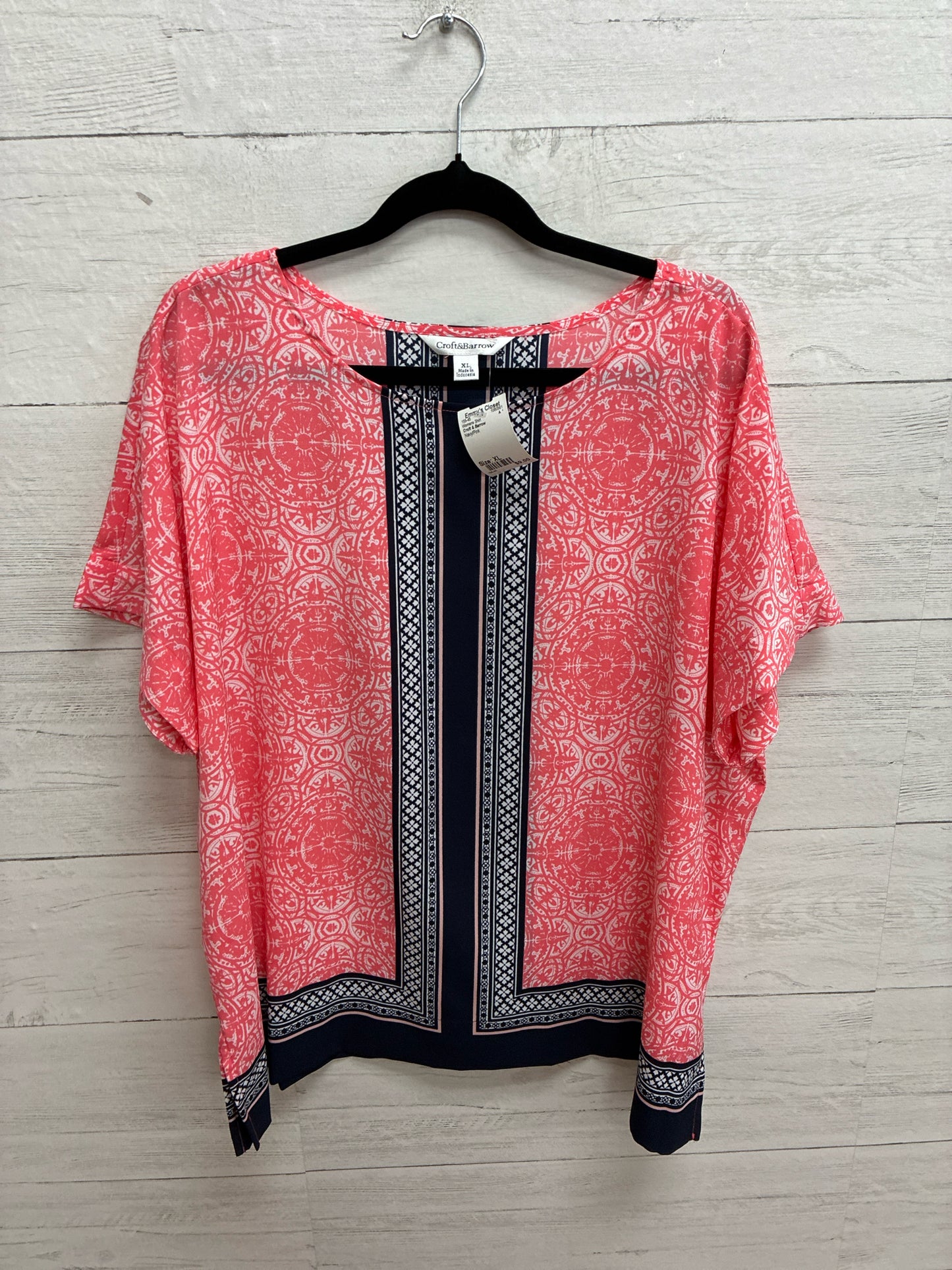 Size XL Croft & Barrow Navy/Pink Womens Shirt