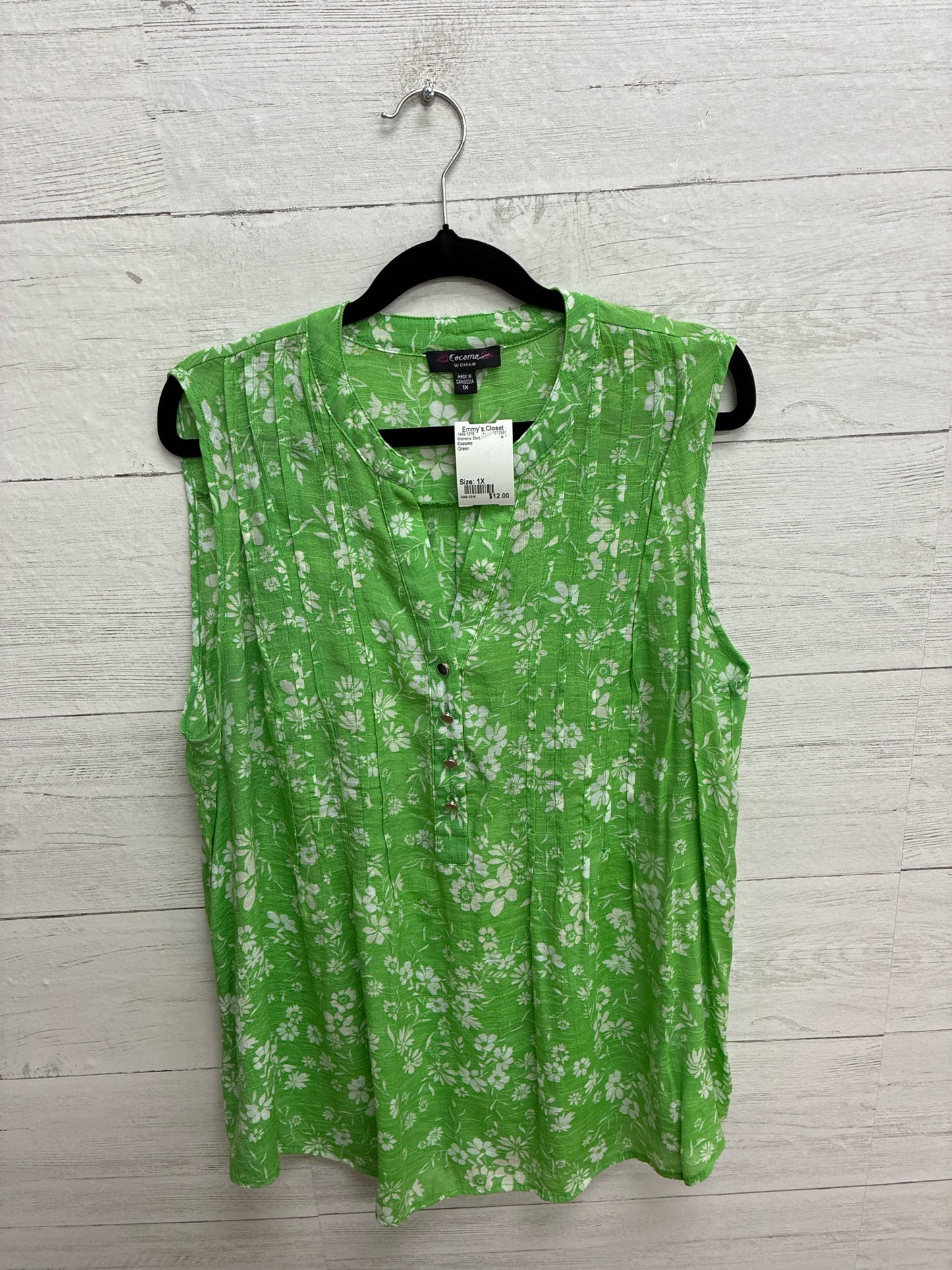 Size 1X Cocomo Green Womens Shirt
