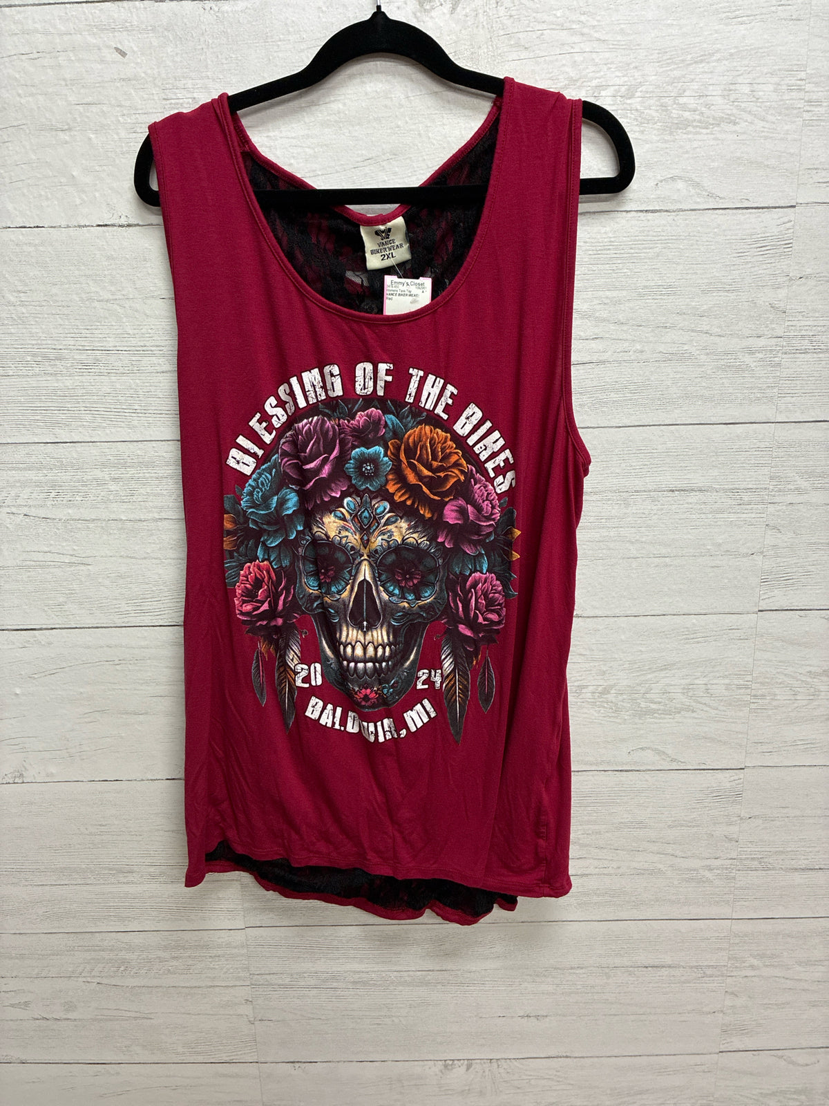 Size 2xl VANCE BIKER WEAR Red Womens Tank-Top