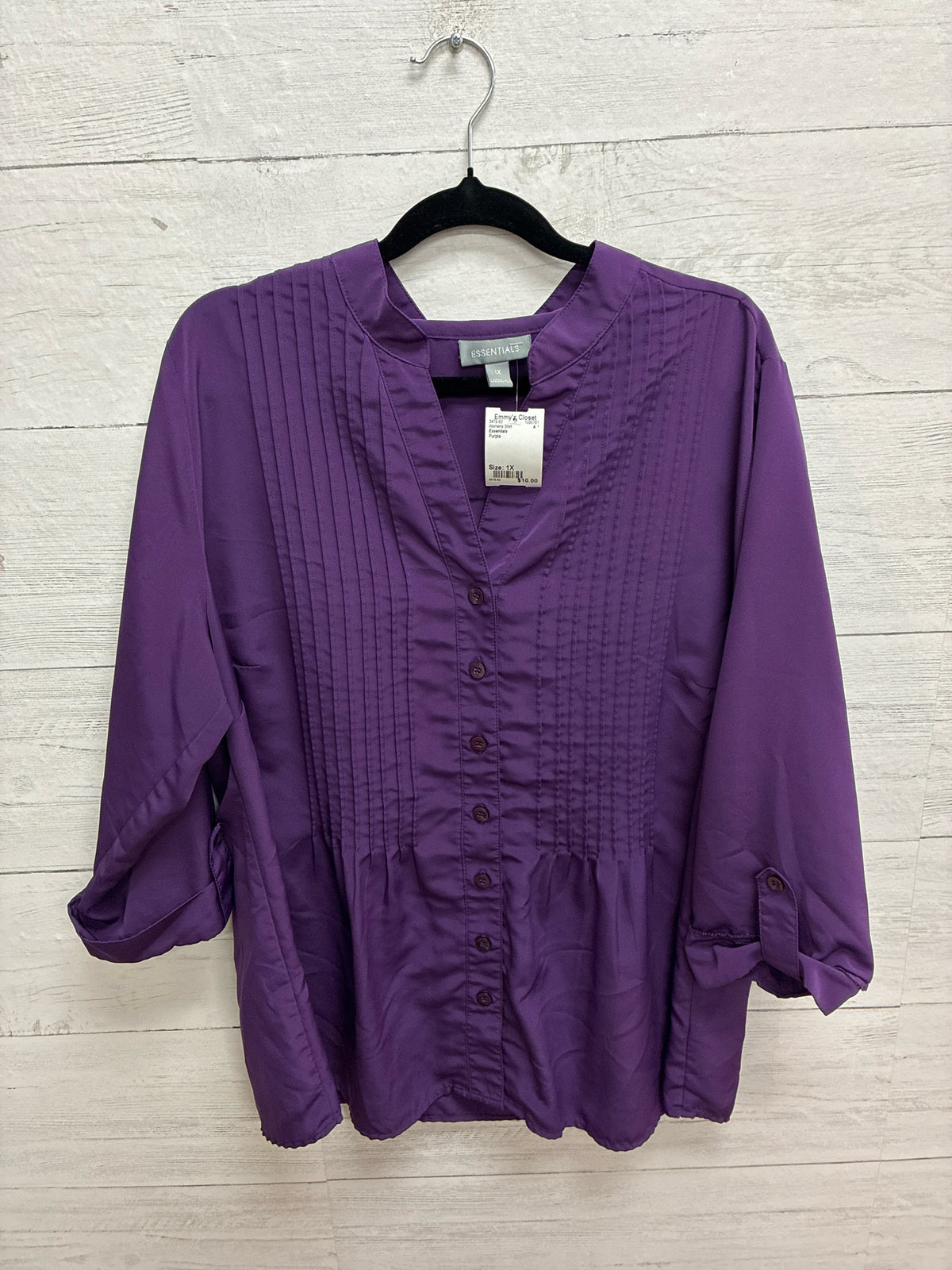 Size 1X Essentials Purple Womens Shirt