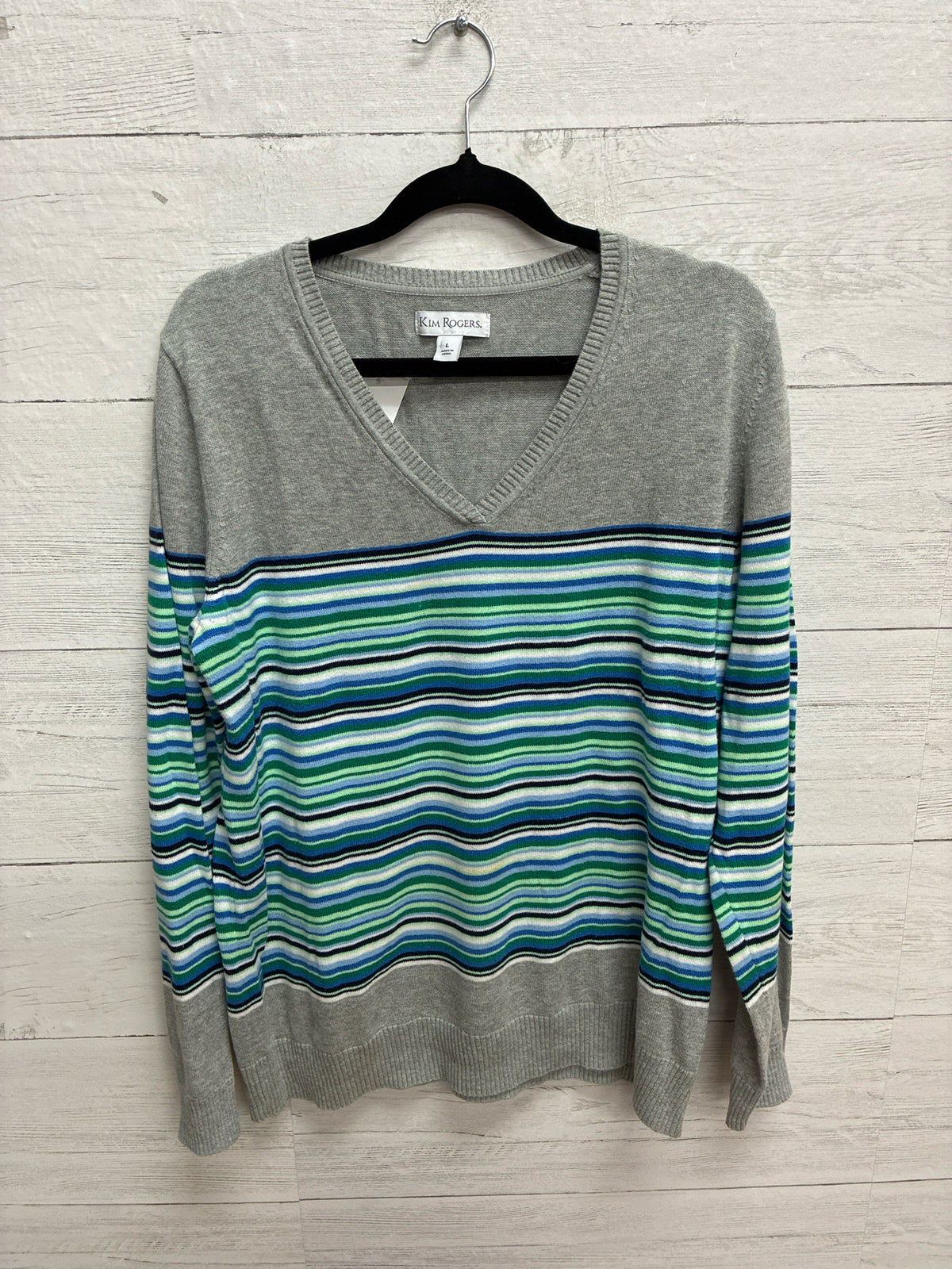 Size L Kim Rogers Gray/blue Womens Sweater