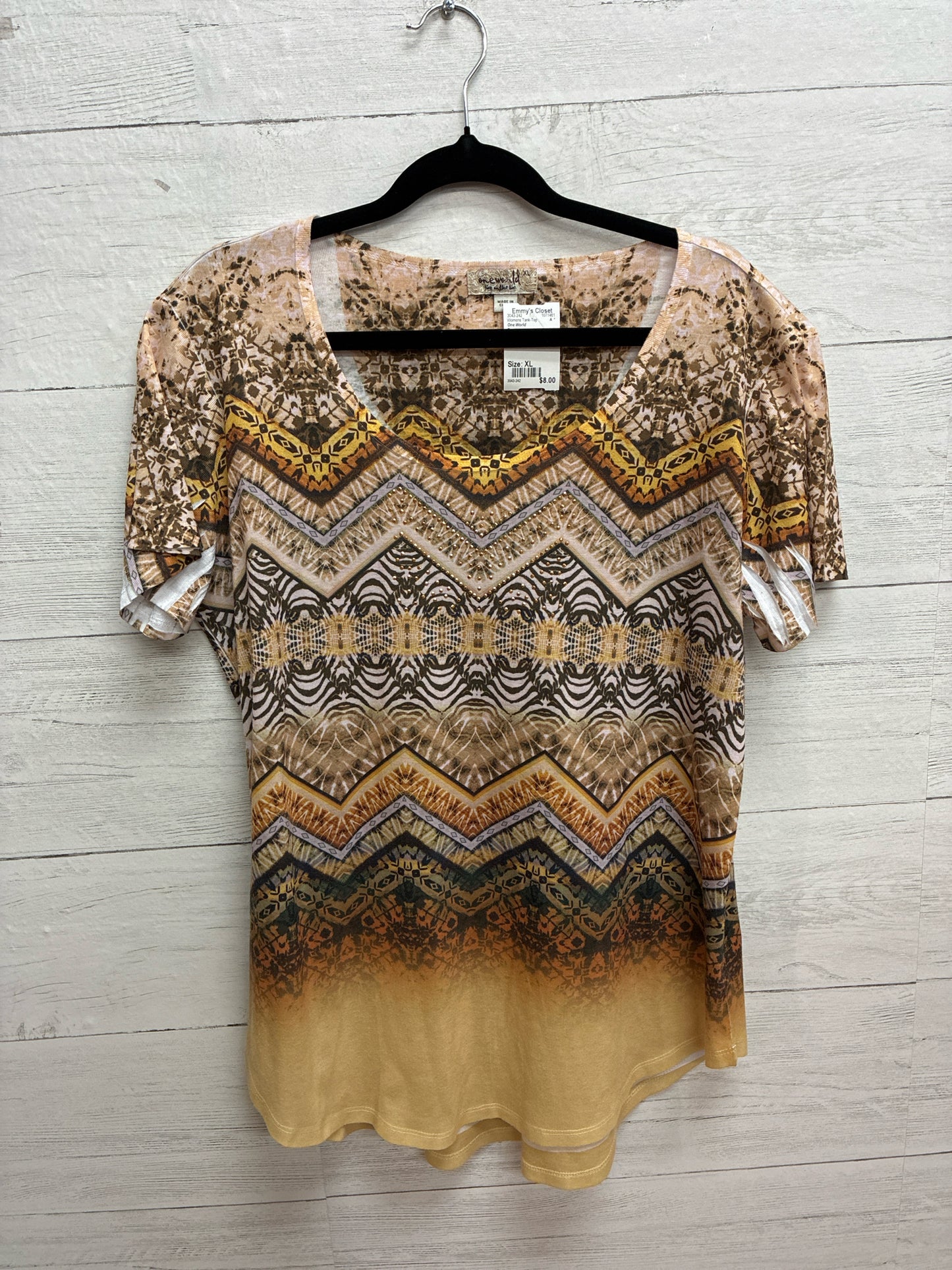 Size XL One World Tan Womens Tank-Top