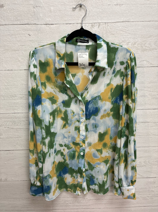 Size M Pretty Garden blue/green/yellow Womens Shirt