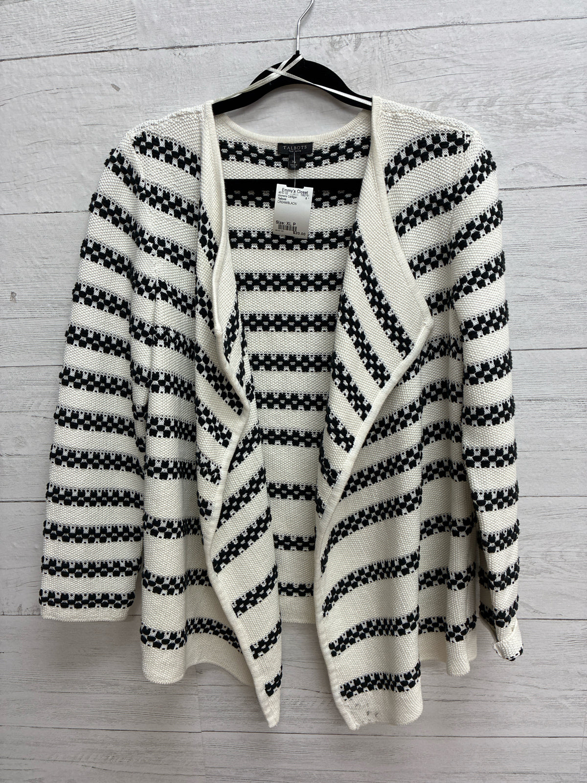 Size XL P Talbots CREAM/BLACK/ Womens Cardigan